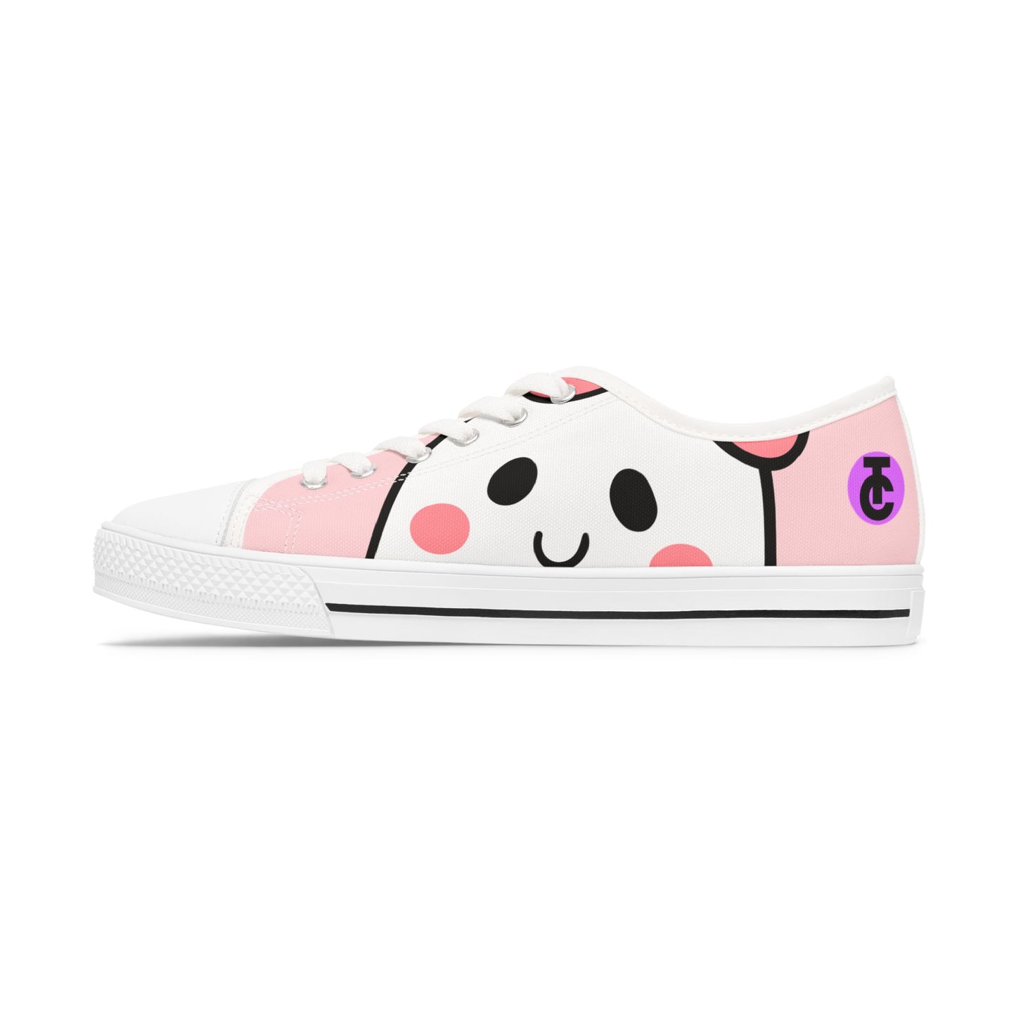 Cute Women's Low Top Sneakers with Happy Face Design