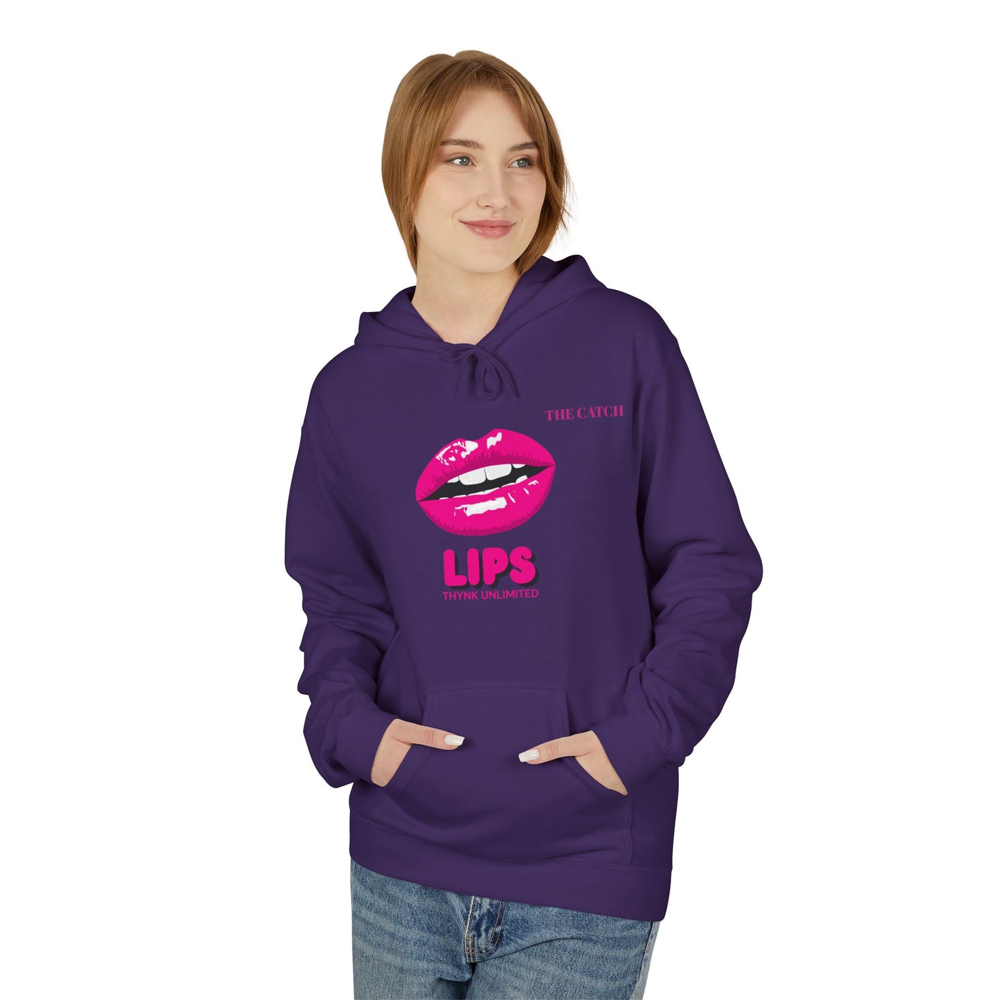 Fleece Hoodie with Chic Lip Design - Perfect for Casual Outings and Gifts