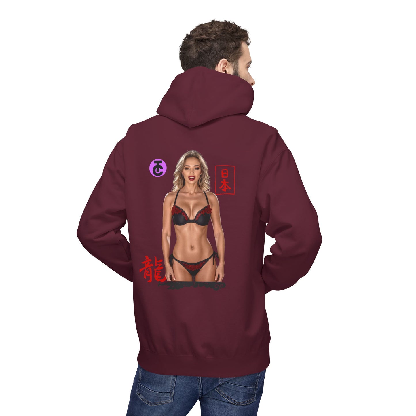 Midweight Softstyle Fleece Hoodie - Vibrant Japanese-Inspired Design