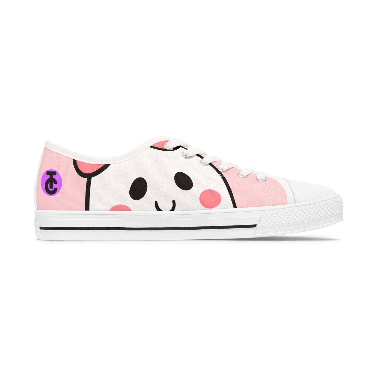 Cute Women's Low Top Sneakers with Happy Face Design
