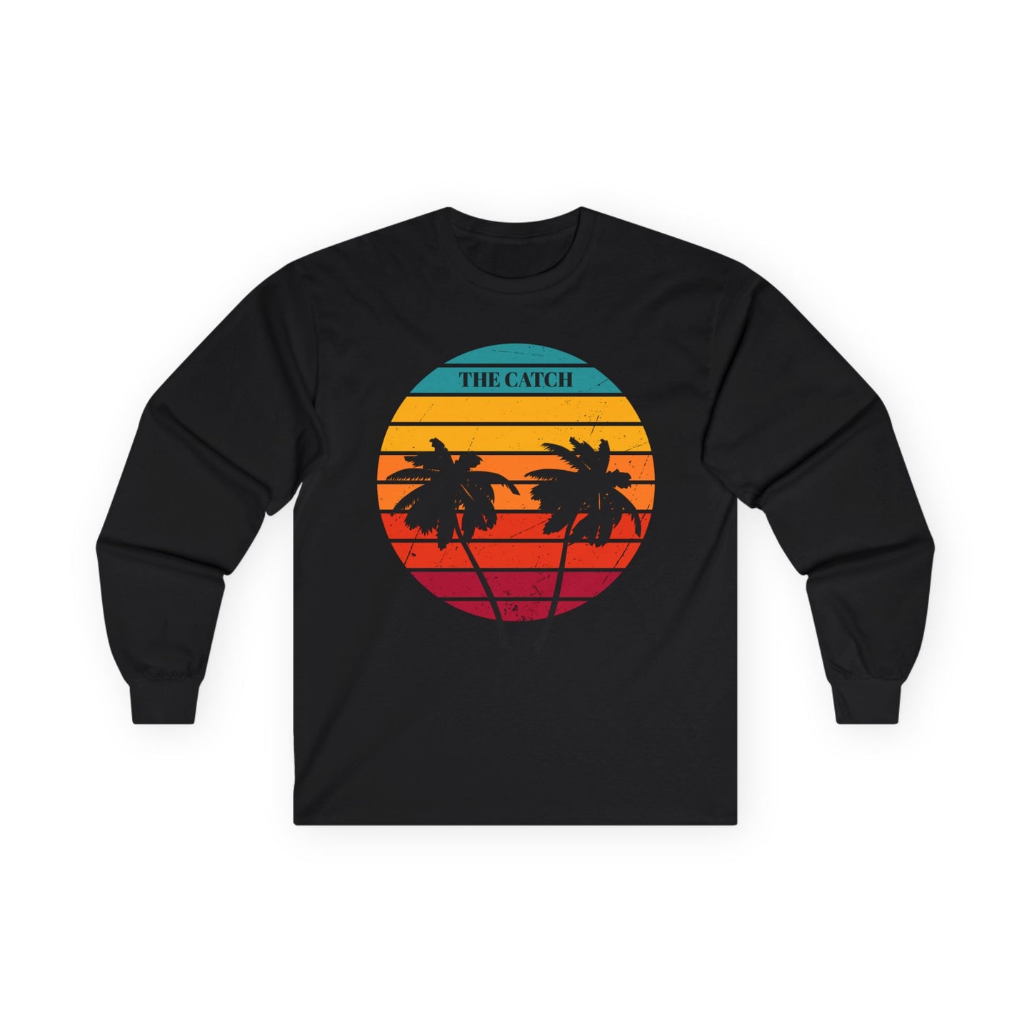 Retro Palm Trees Long Sleeve Tee - Perfect for Beach Vibes & Summer Fun - THE CATCH