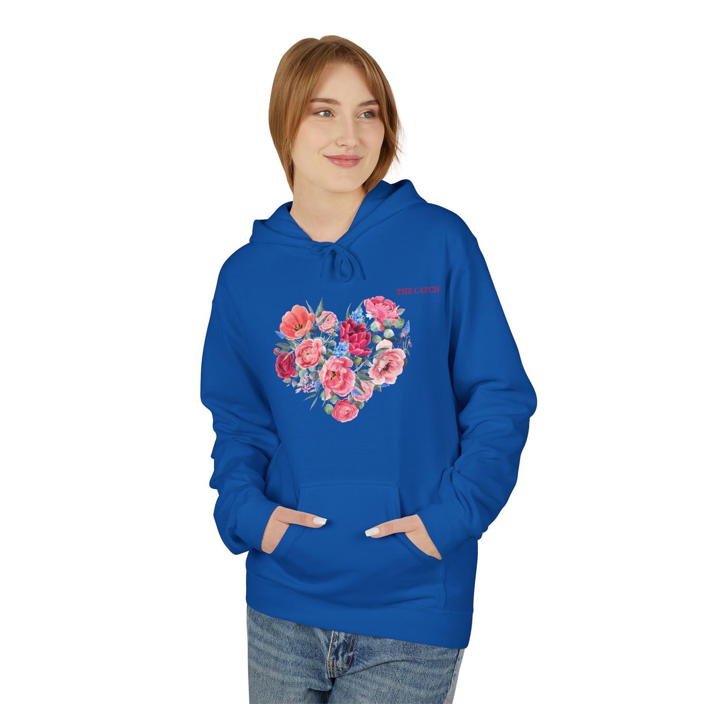Floral Heart Fleece Hoodie - Softstyle Sweatshirt