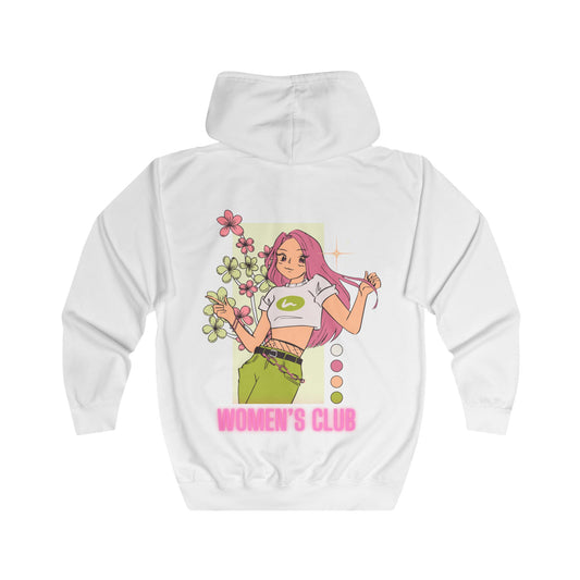 Trendy Women's Club Zip Hoodie - Floral Graphic, Comfortable Full Zip Design - THE CATCH