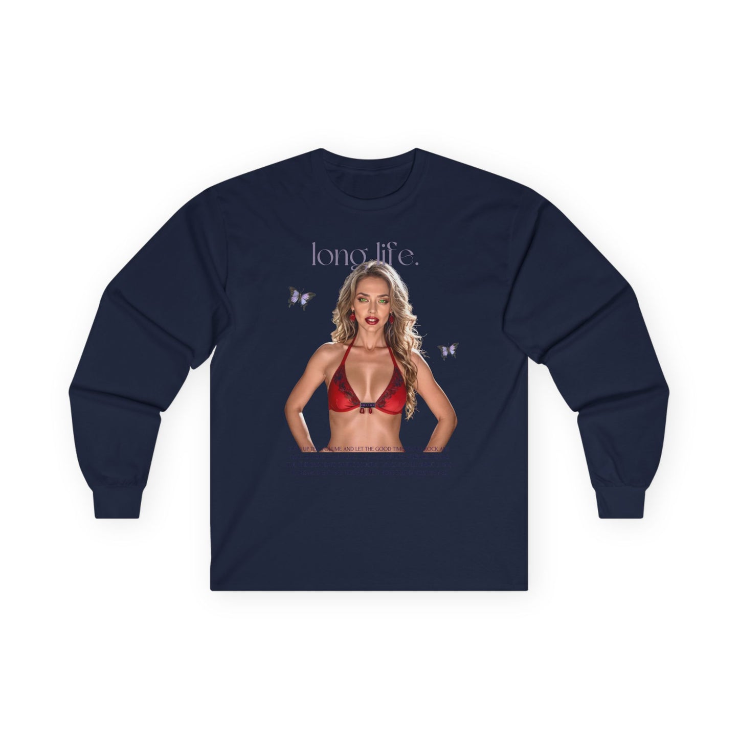 Long Sleeve Tee - 'Long Life' Graphic with Butterfly Design - THE CATCH