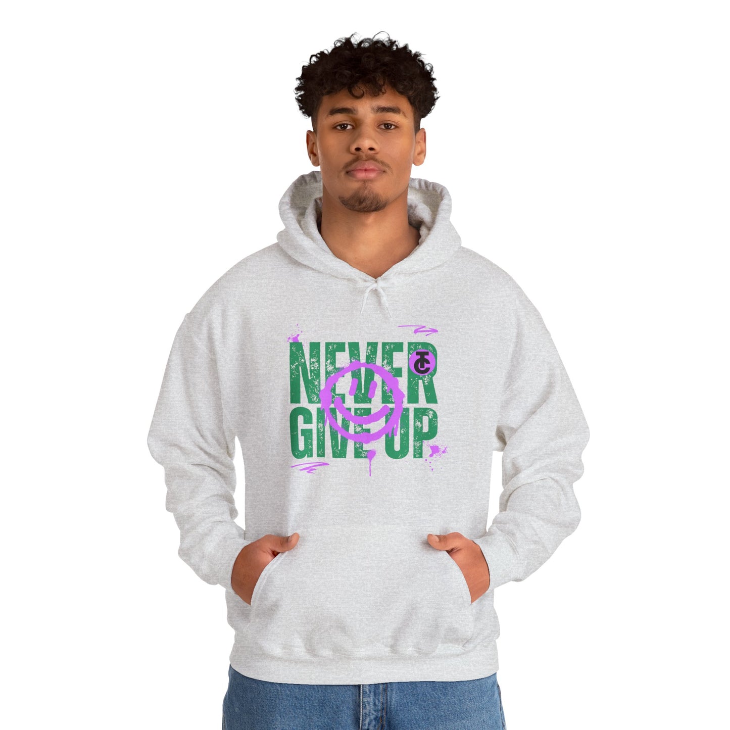 Motivational Sweatshirt - "Never Give Up" Hoodie, Cozy Gift for Friends, Inspirational Apparel, Perfect for Any Occasion - THE CATCH