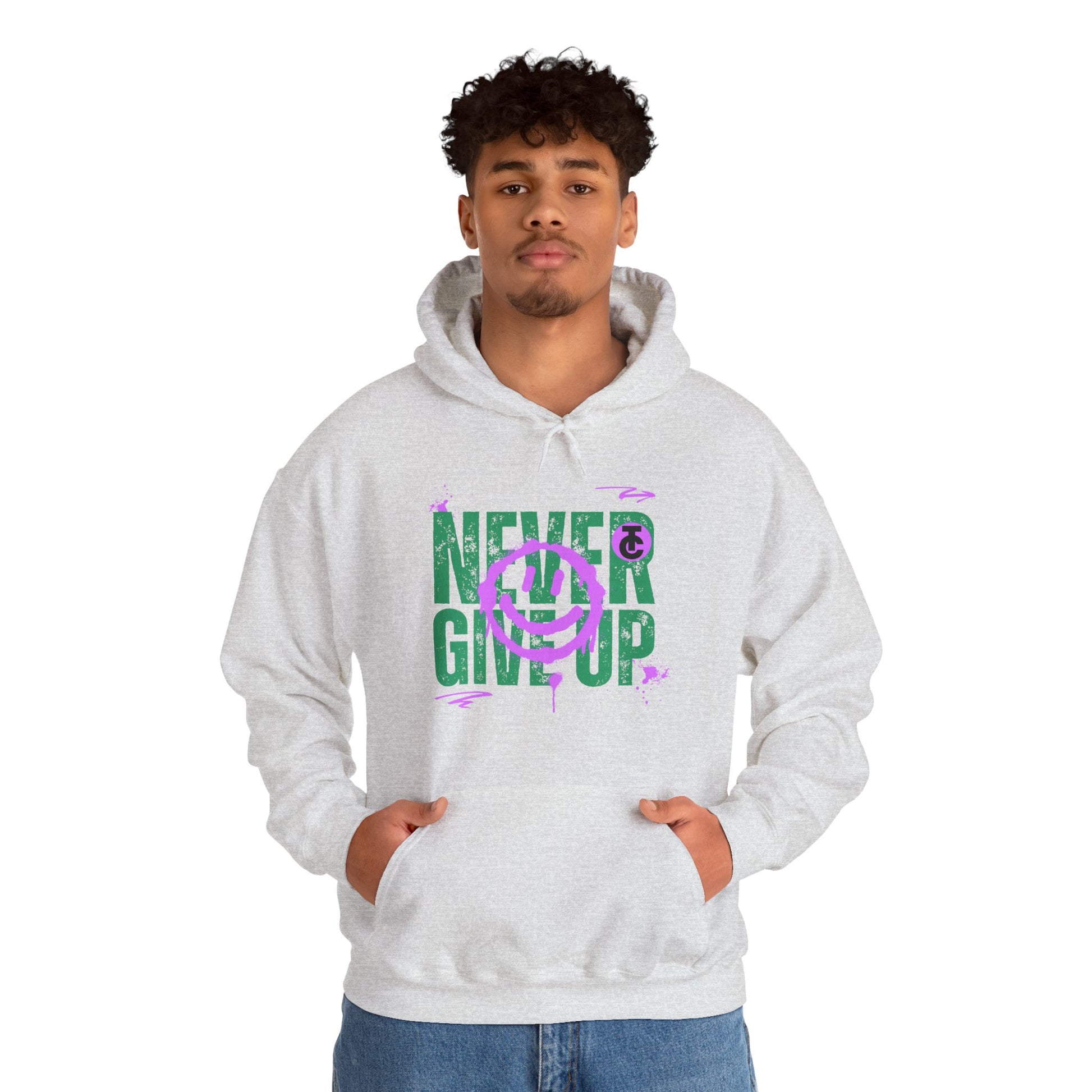 Motivational Sweatshirt - "Never Give Up" Hoodie, Cozy Gift for Friends, Inspirational Apparel, Perfect for Any Occasion - THE CATCH