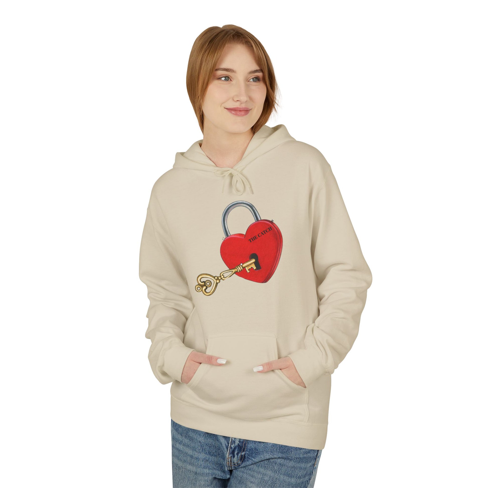 Heart Lock & Key Fleece Hoodie - Cozy Valentine’s Day Gift - THE CATCH