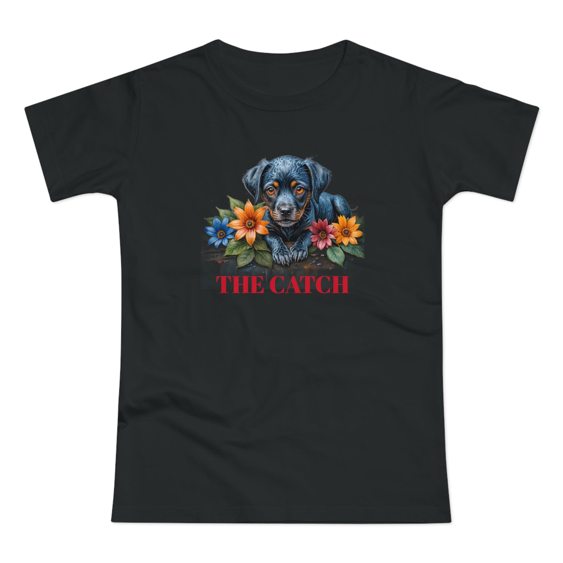 The Catch Dog-Themed Women's T-Shirt - Floral Design for Pet Lovers - THE CATCH