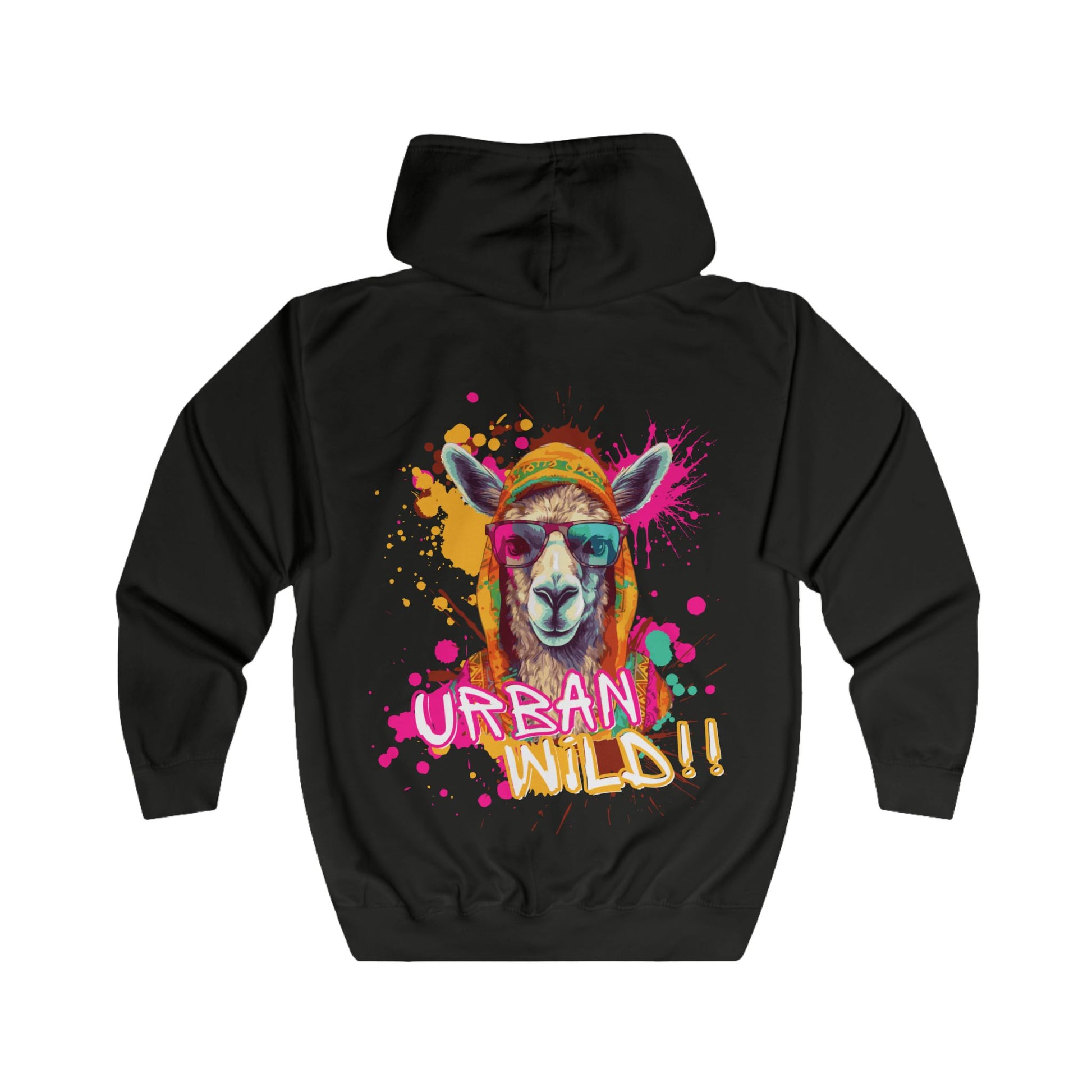 Urban Wild Full Zip Hoodie - Colorful Llama Graphic, Trendy Street Style - THE CATCH