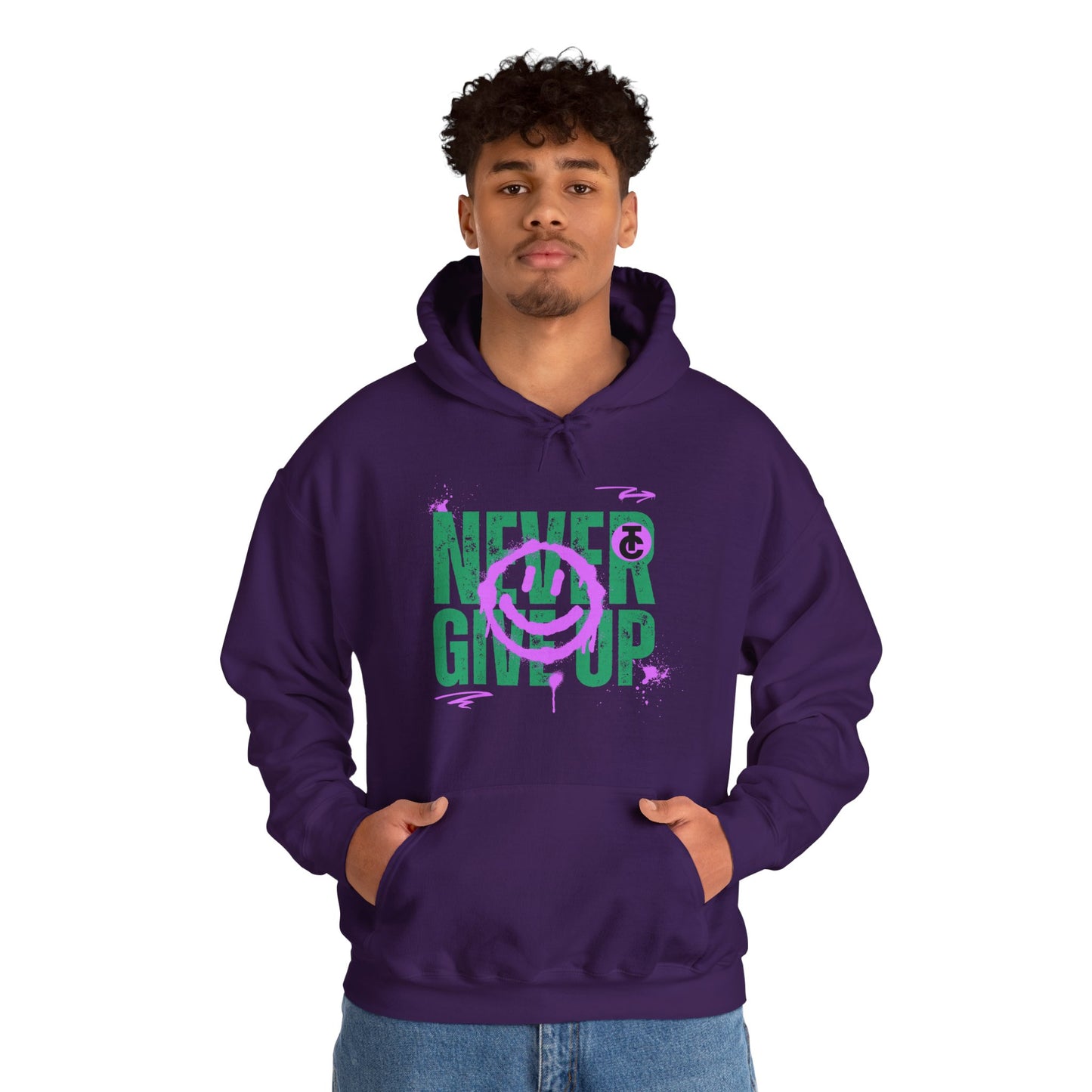 Motivational Sweatshirt - "Never Give Up" Hoodie, Cozy Gift for Friends, Inspirational Apparel, Perfect for Any Occasion
