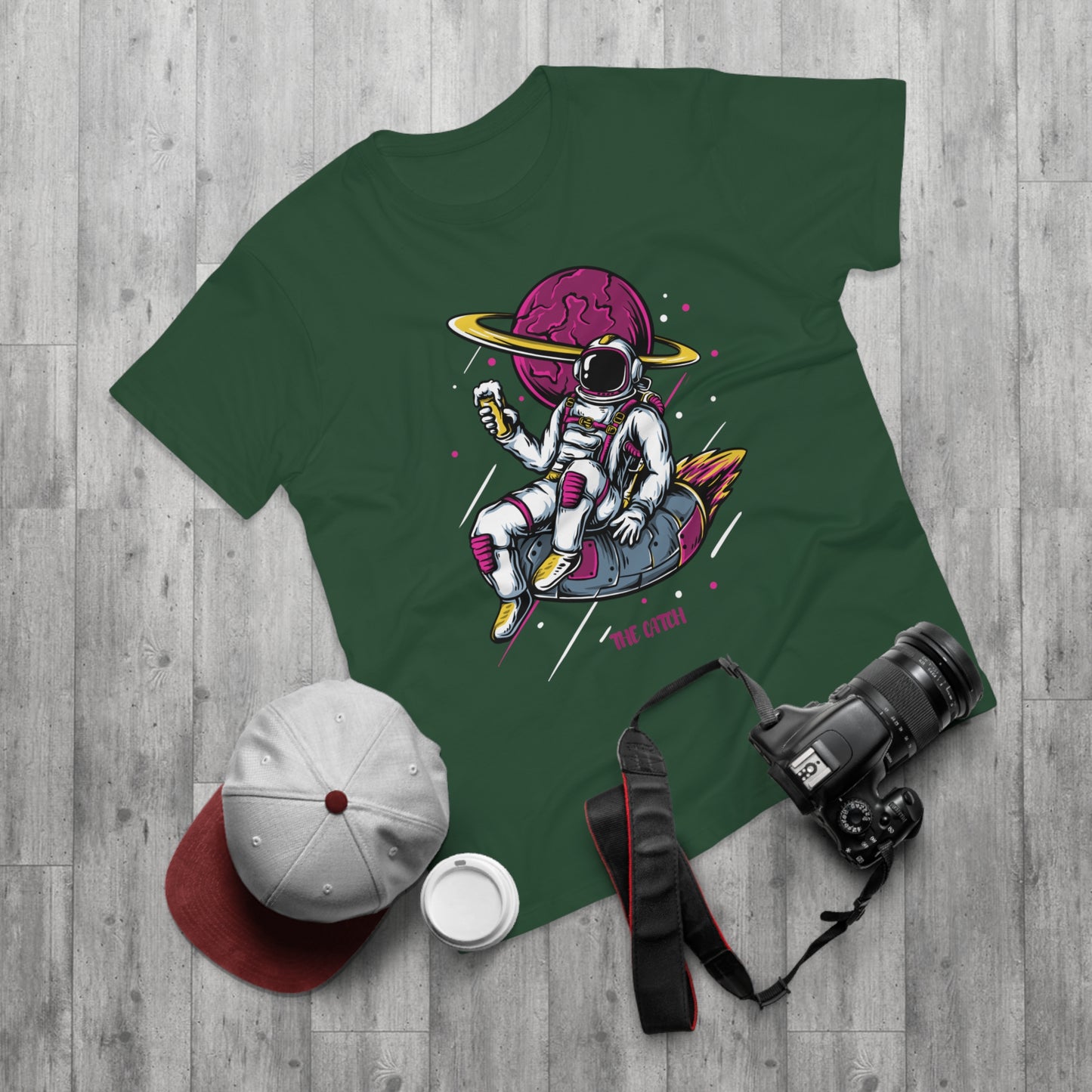 Cosmic Adventure Men's T-Shirt - Retro Astronaut Design