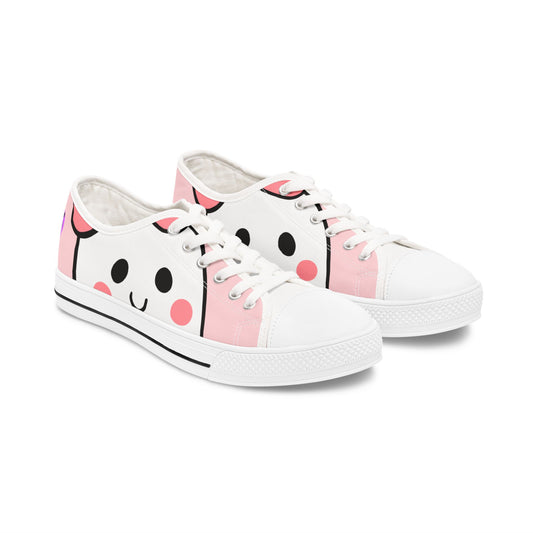 Cute Women's Low Top Sneakers with Happy Face Design