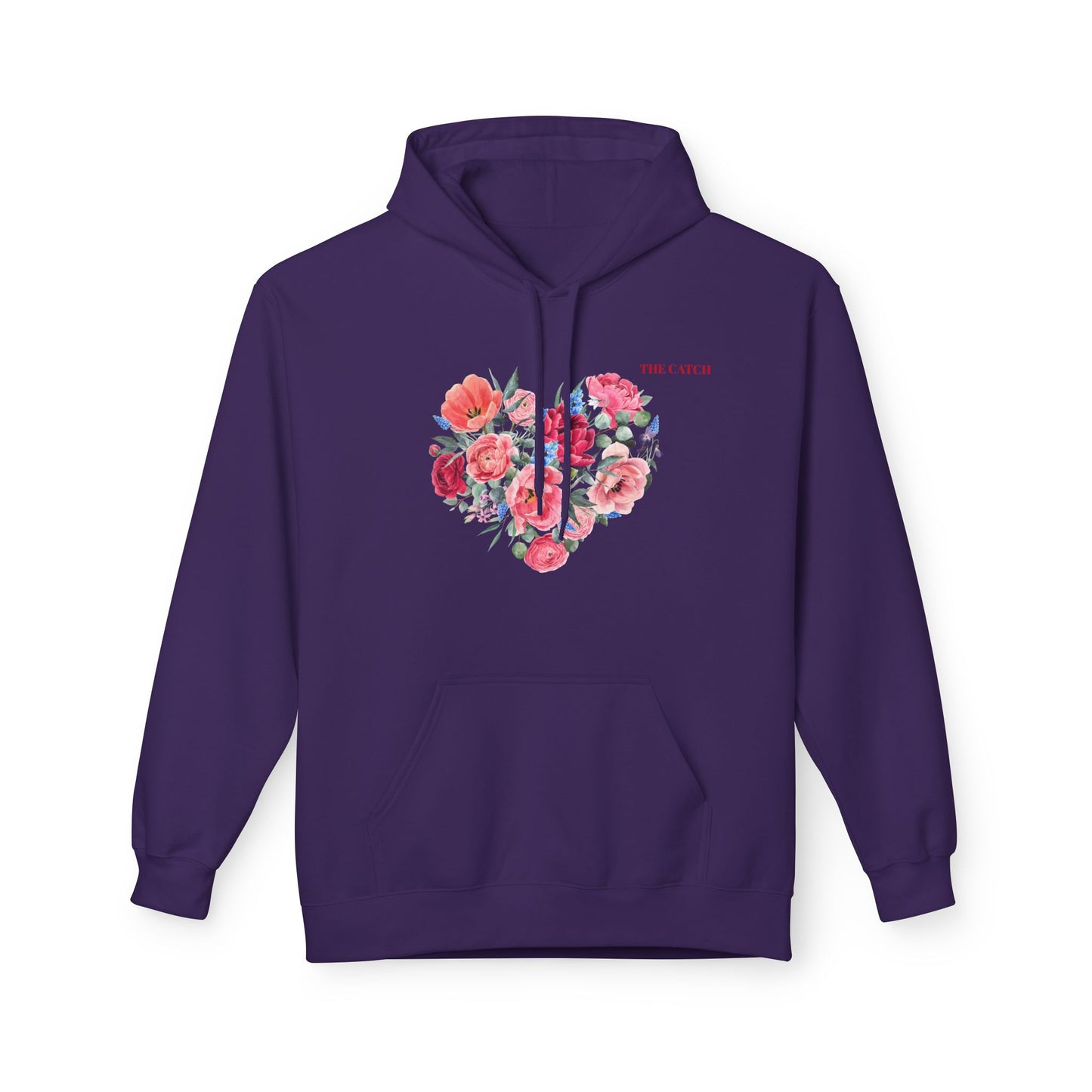 Floral Heart Fleece Hoodie - Softstyle Sweatshirt