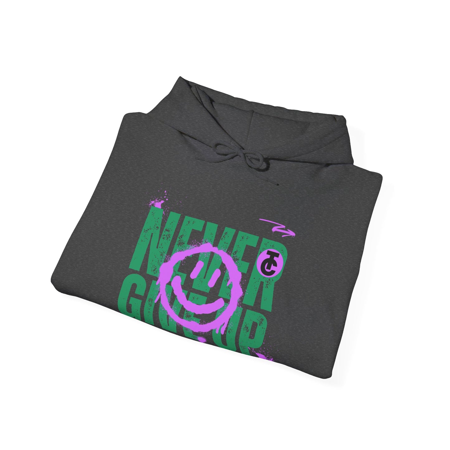 Motivational Sweatshirt - "Never Give Up" Hoodie, Cozy Gift for Friends, Inspirational Apparel, Perfect for Any Occasion