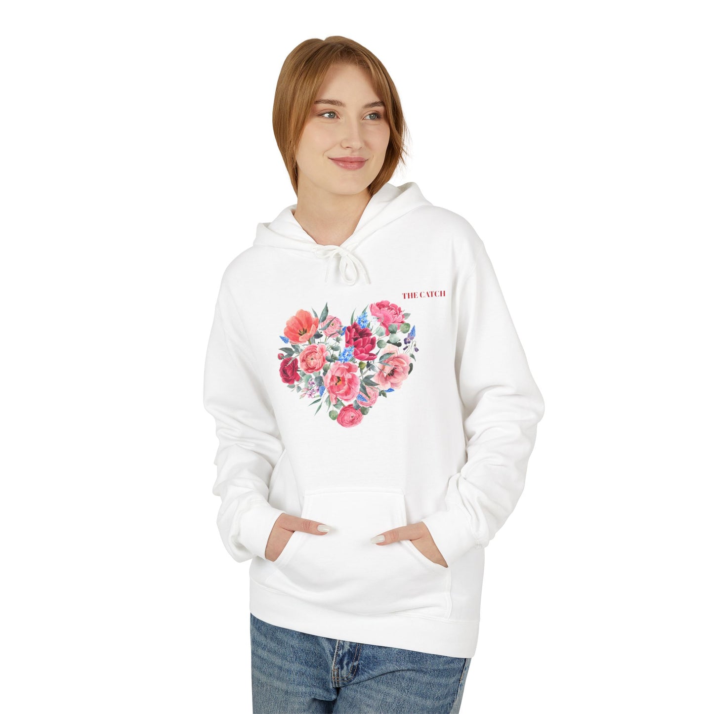 Floral Heart Fleece Hoodie - Softstyle Sweatshirt