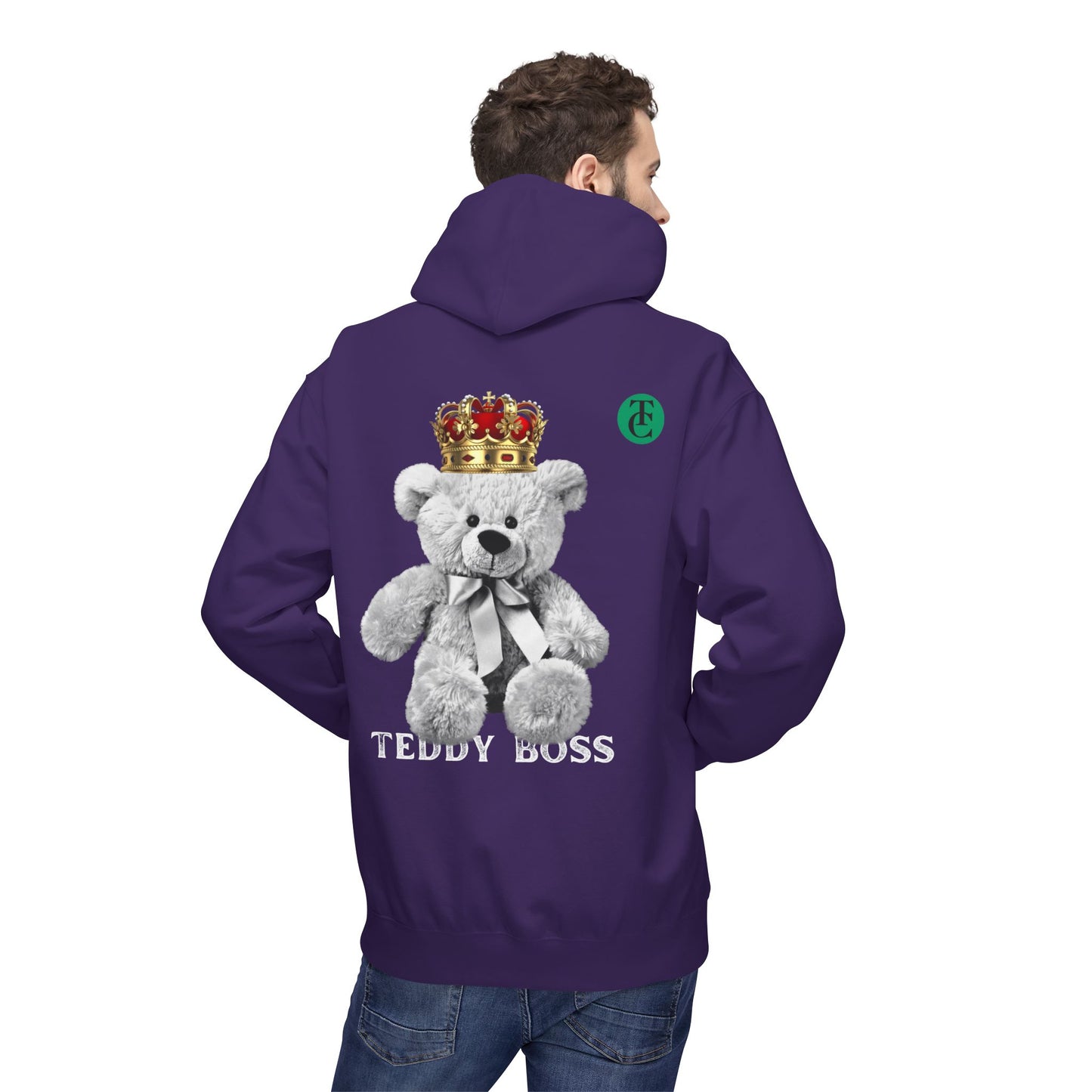 Teddy Boss Hoodie: Midweight Softstyle Fleece with Crowned Bear Design