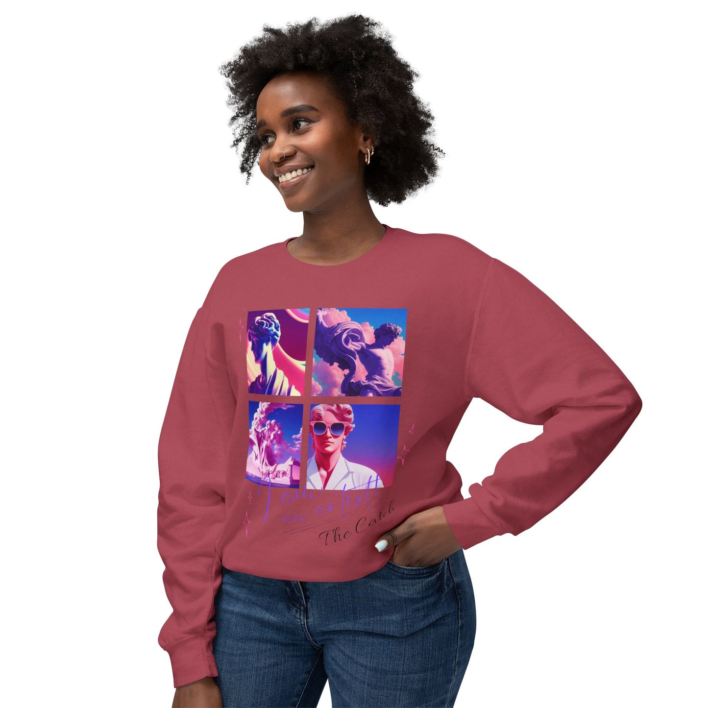 Artistic Crewneck Sweatshirt - "The Catch" Graphic Design