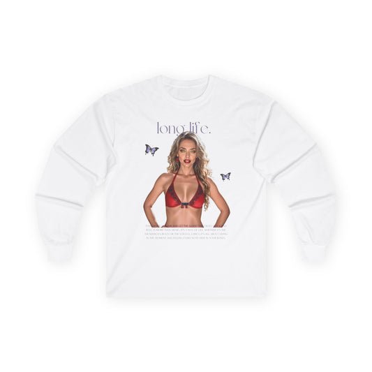 Long Sleeve Tee - 'Long Life' Graphic with Butterfly Design - THE CATCH