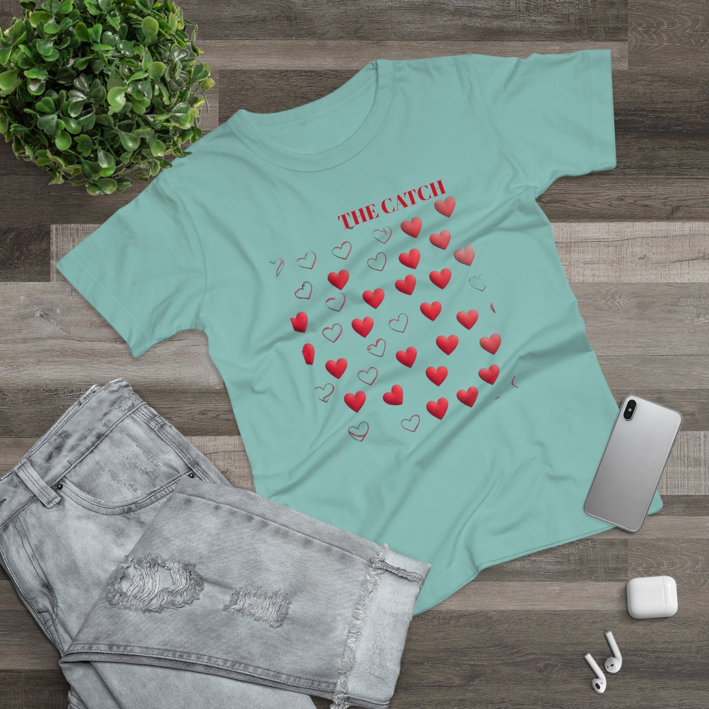 Romantic Hearts Women's T-Shirt - 'The Catch' Design - THE CATCH