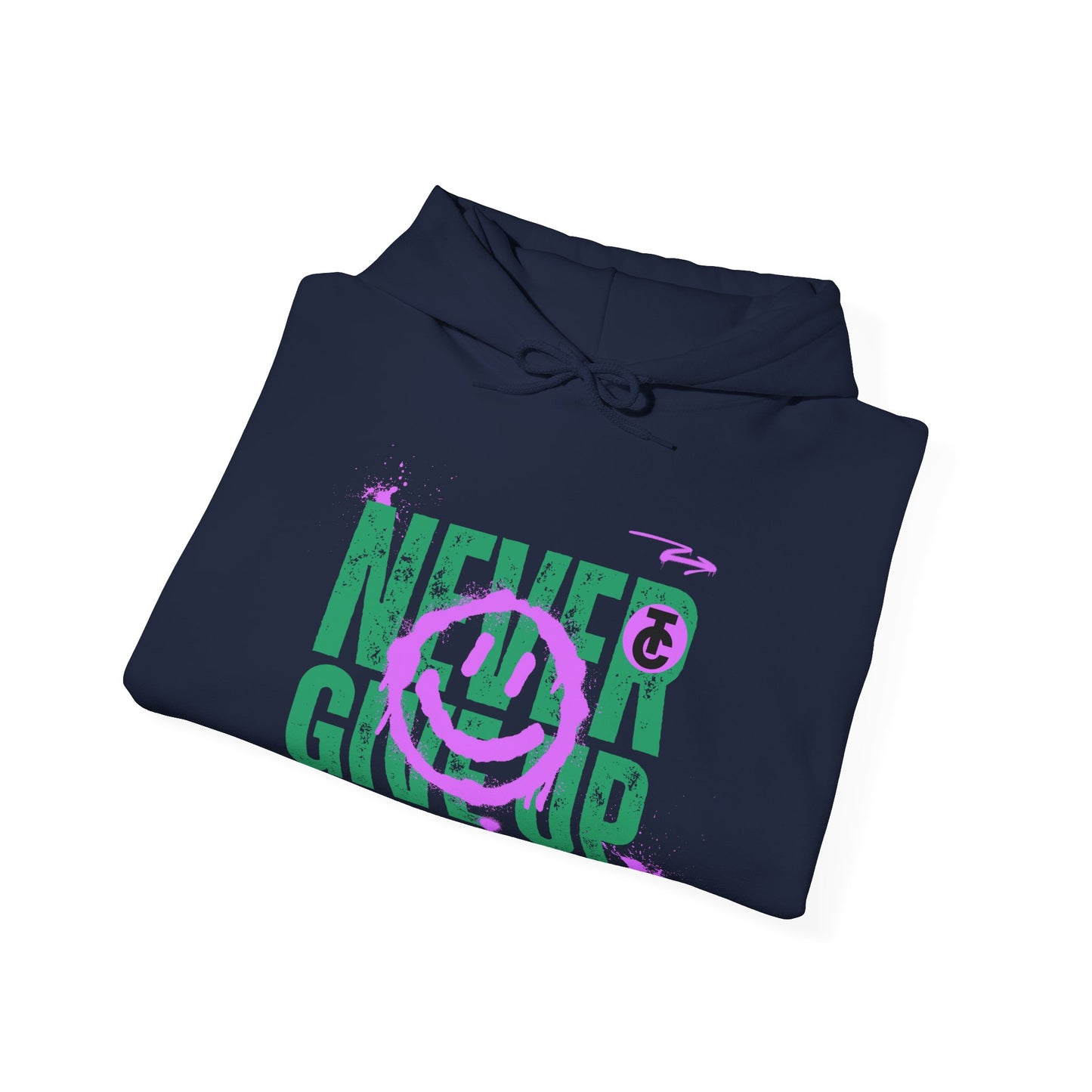 Motivational Sweatshirt - "Never Give Up" Hoodie, Cozy Gift for Friends, Inspirational Apparel, Perfect for Any Occasion