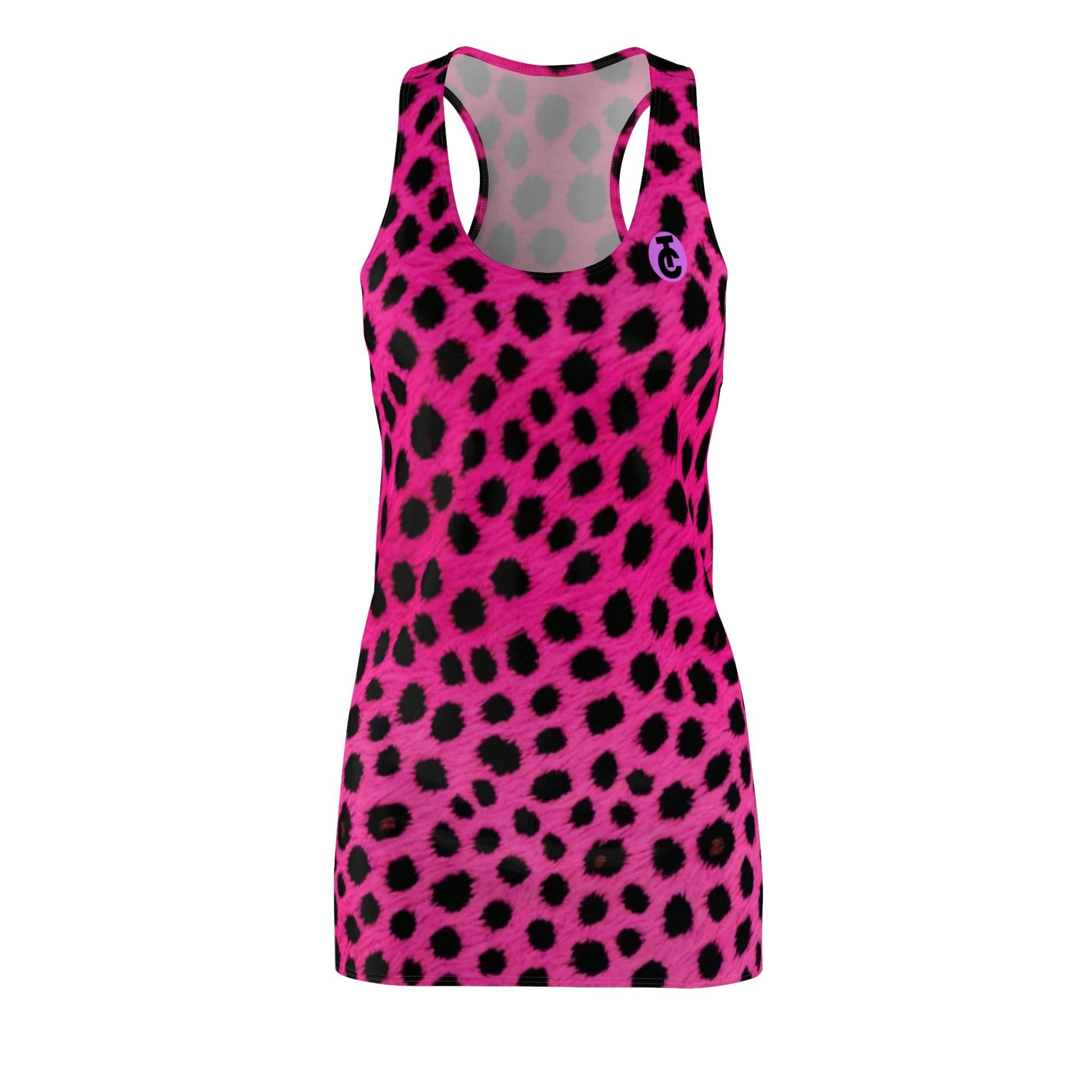 Vibrant Leopard Print Racerback Dress, Trendy Summer Dress, Party Outfit, Beach Cover-Up, Colorful Casual Wear - THE CATCH