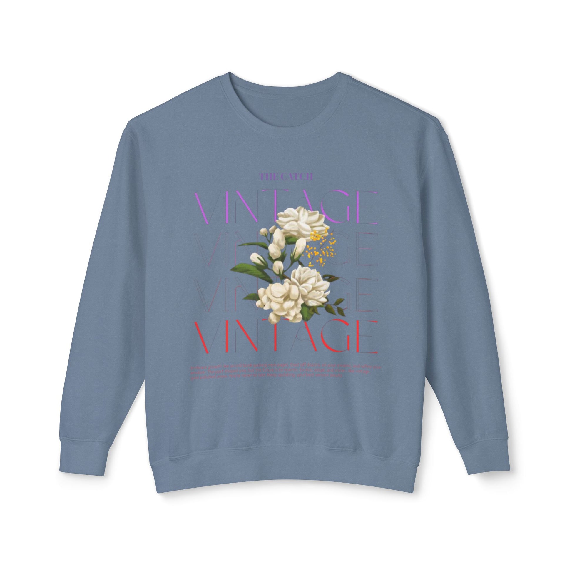 Vintage Floral Women's Lightweight Crewneck Sweatshirt - Casual & Stylish Design - THE CATCH