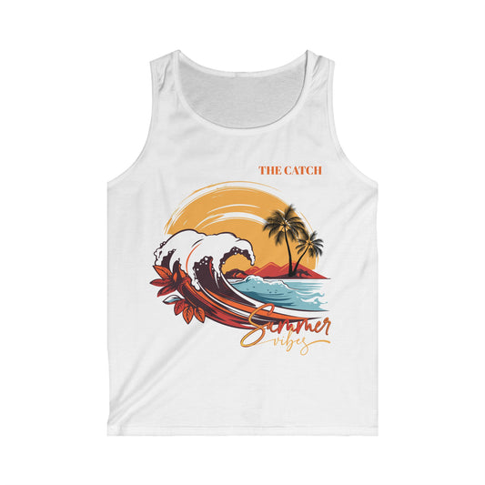 Men's Softstyle Tank Top - Summer Vibes Wave Design
