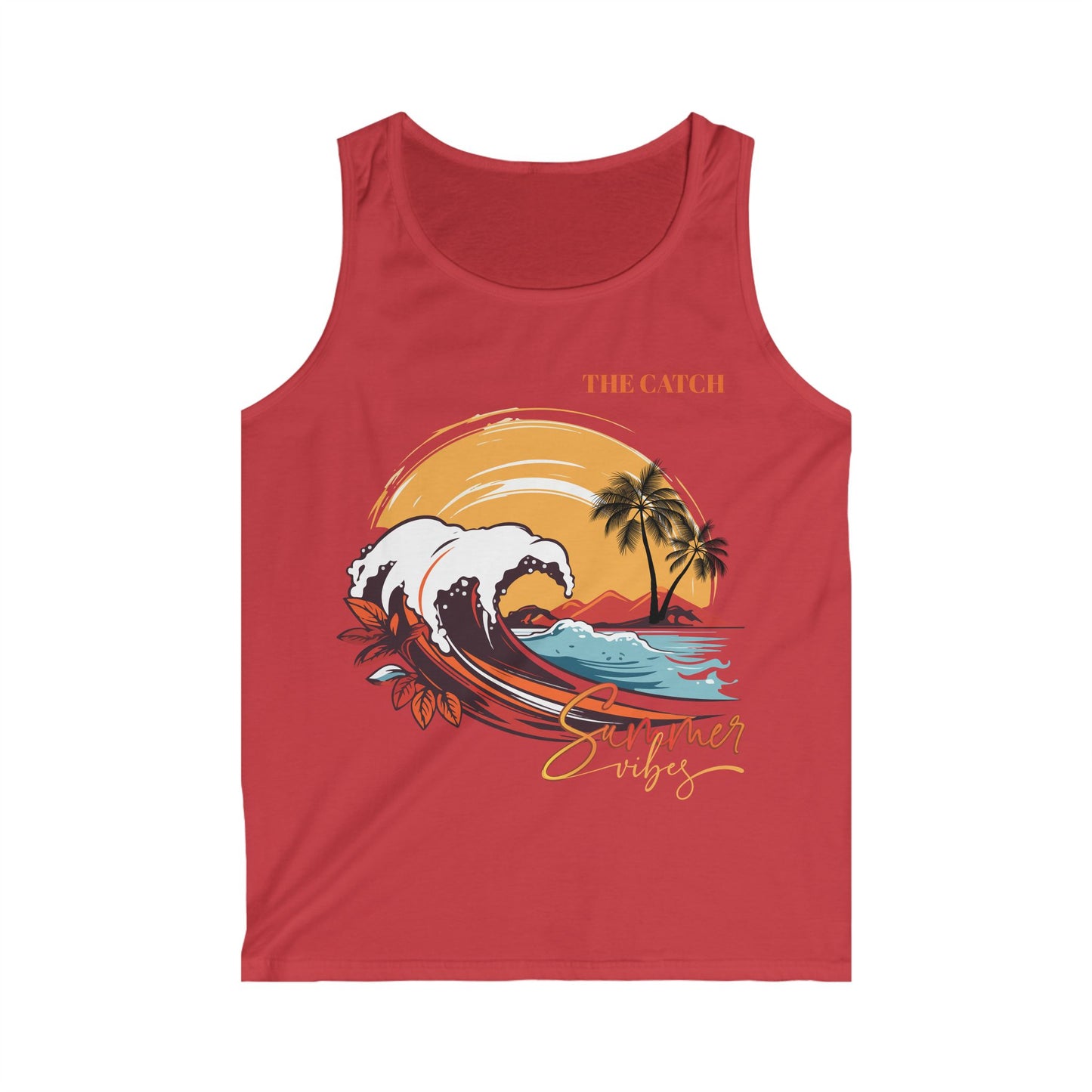 Men's Softstyle Tank Top - Summer Vibes Wave Design