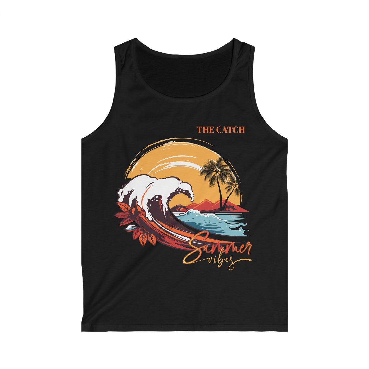 Men's Softstyle Tank Top - Summer Vibes Wave Design