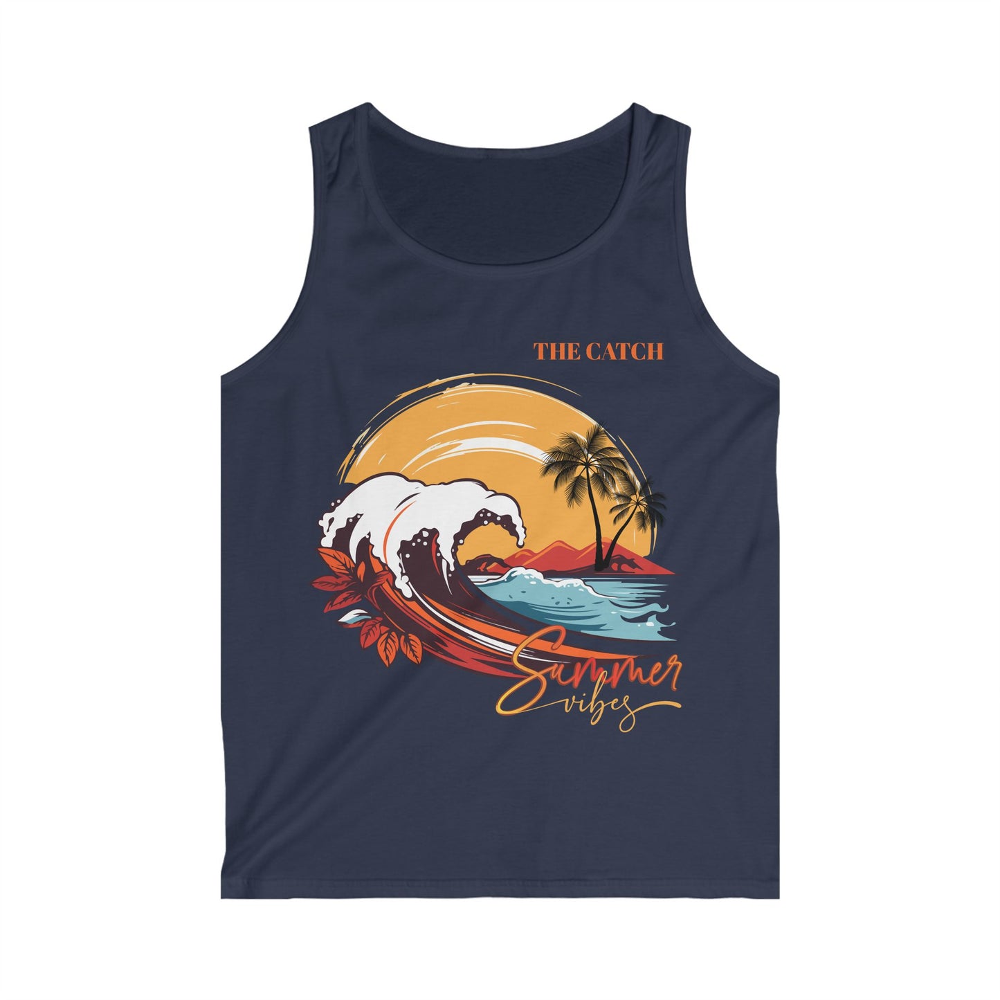 Men's Softstyle Tank Top - Summer Vibes Wave Design