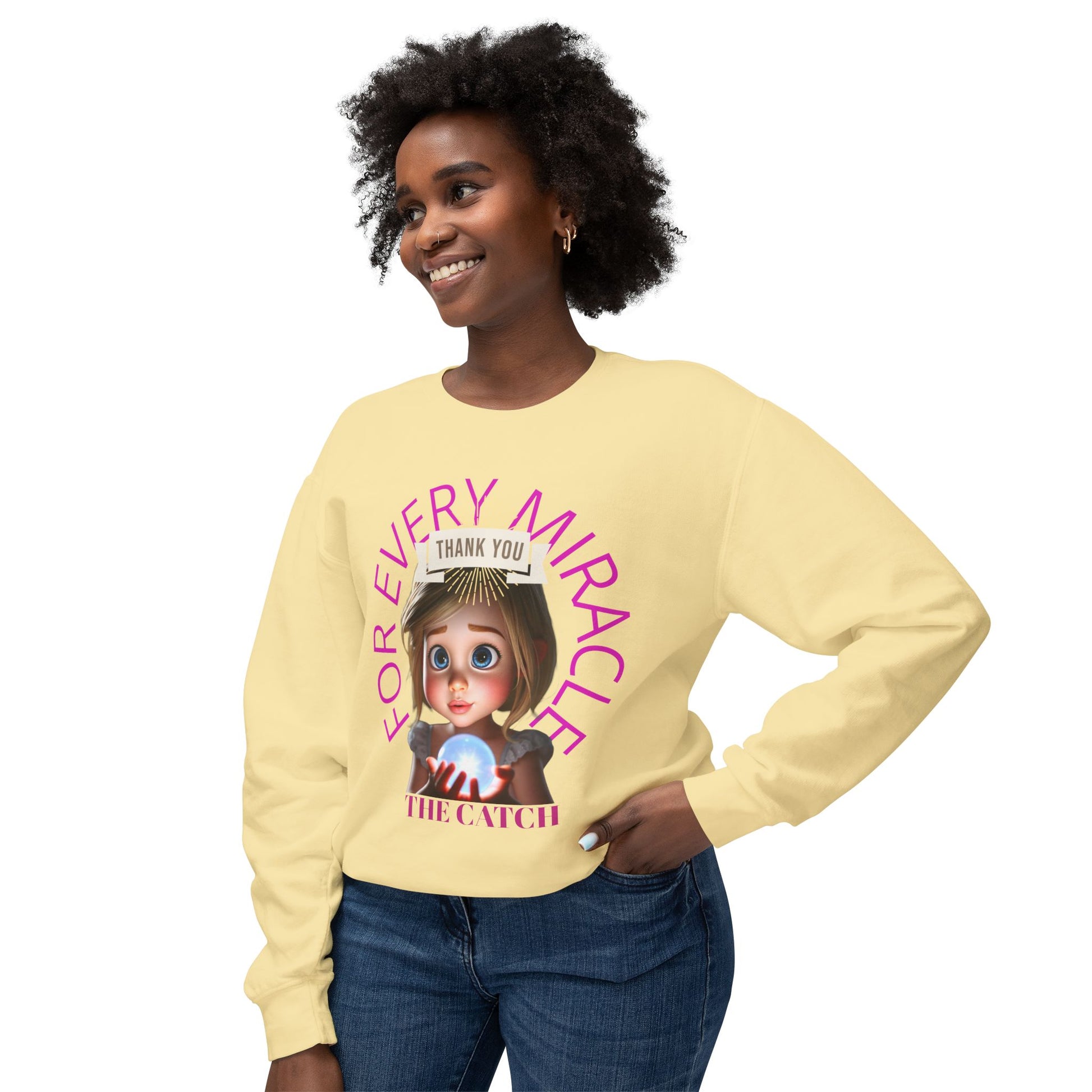 Thank You for Every Miracle Crew neck Sweatshirt -Lightweight Design - THE CATCH