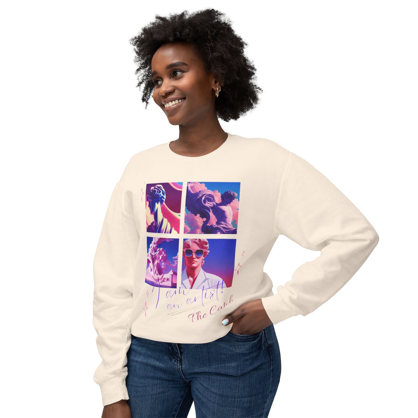 Artistic Crewneck Sweatshirt - "The Catch" Graphic Design - THE CATCH