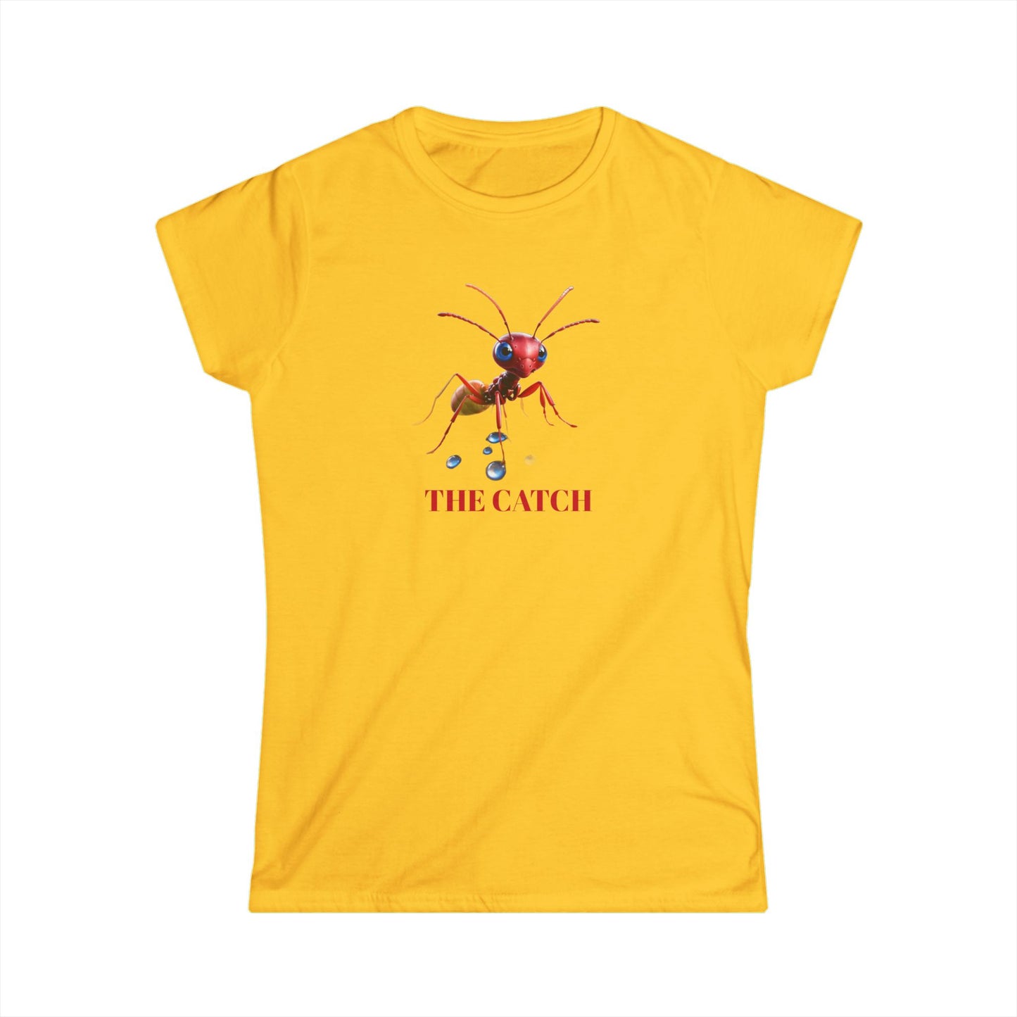 Women's Softstyle Tee - 'The Catch' Ant Graphic Shirt for Nature Lovers - THE CATCH
