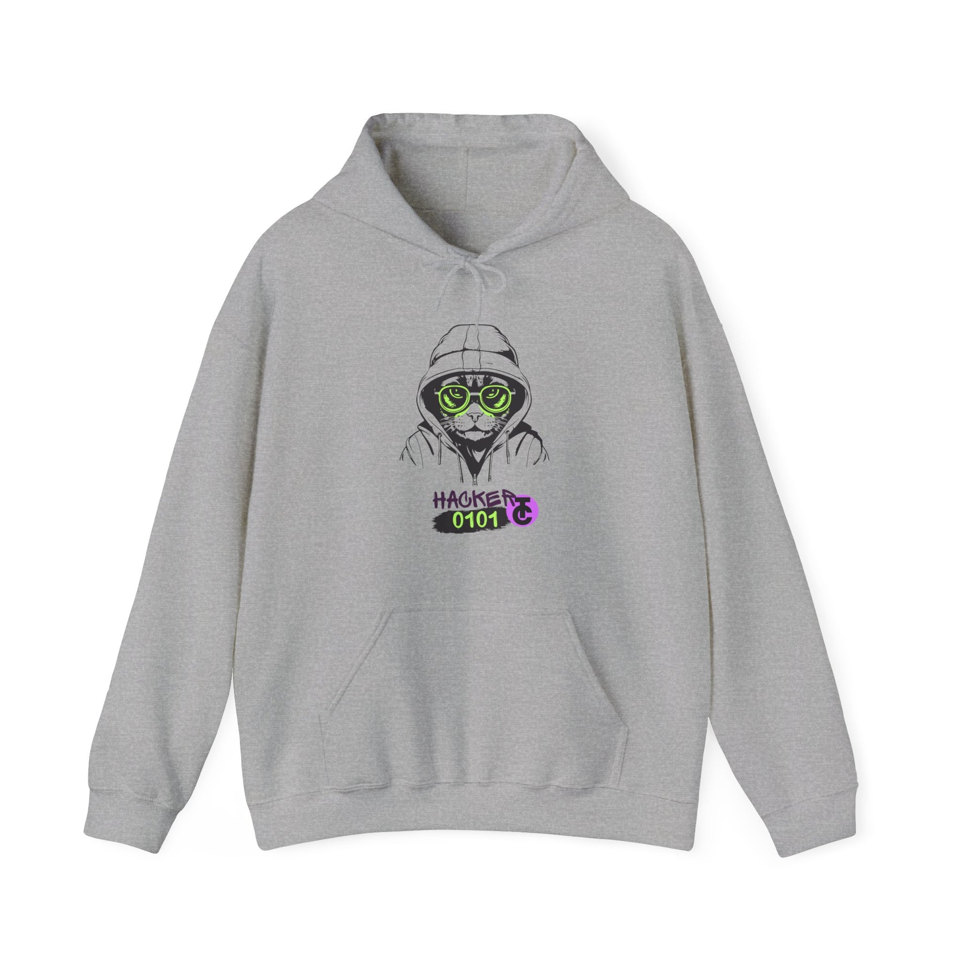 Hacker Cat Hoodie - Cozy Sweatshirt, Streetwear Pullover, Tech Enthusiast Gift, Cyberpunk Apparel, Casual Fashion - THE CATCH
