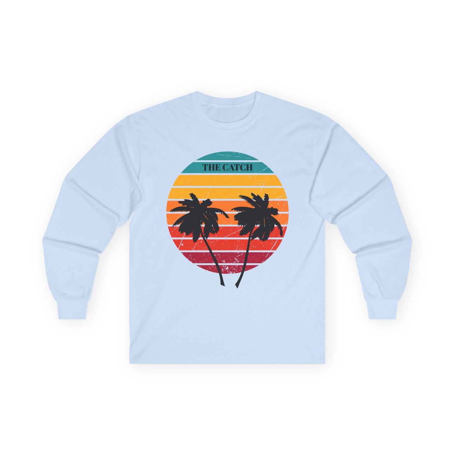Retro Palm Trees Long Sleeve Tee - Perfect for Beach Vibes & Summer Fun - THE CATCH