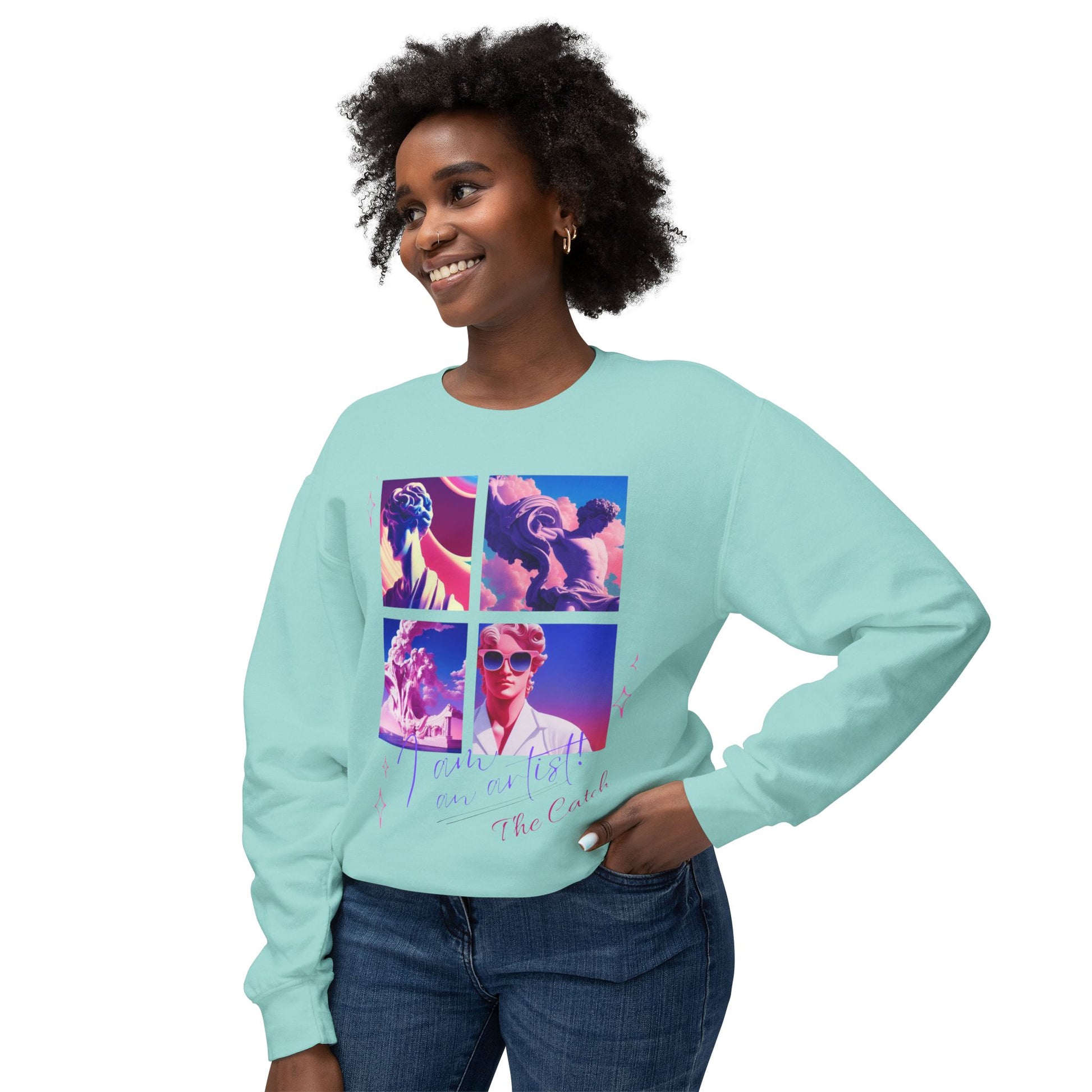 Artistic Crewneck Sweatshirt - "The Catch" Graphic Design - THE CATCH