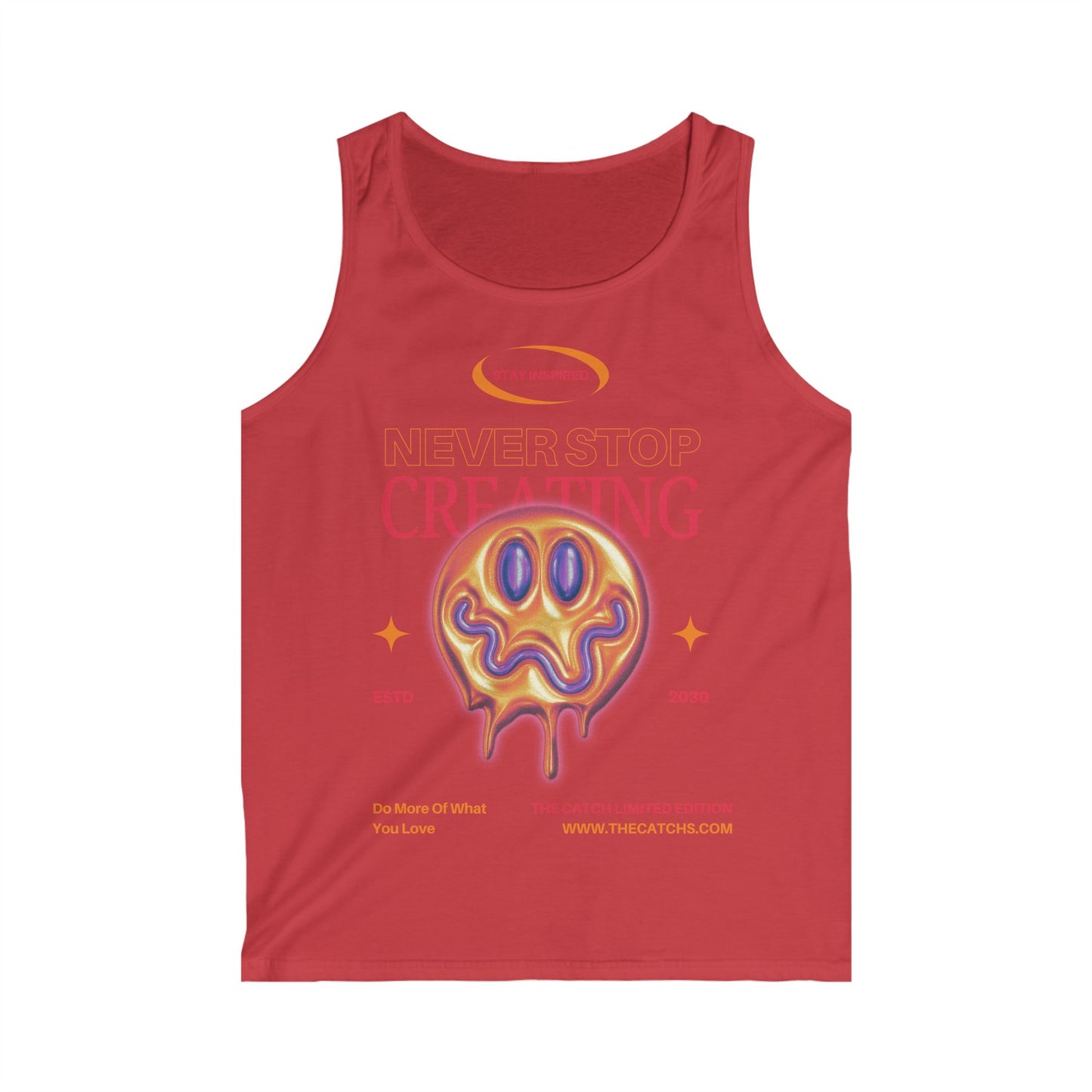 Men's Softstyle Tank Top - 'Never Stop Creating' Graphic Tee