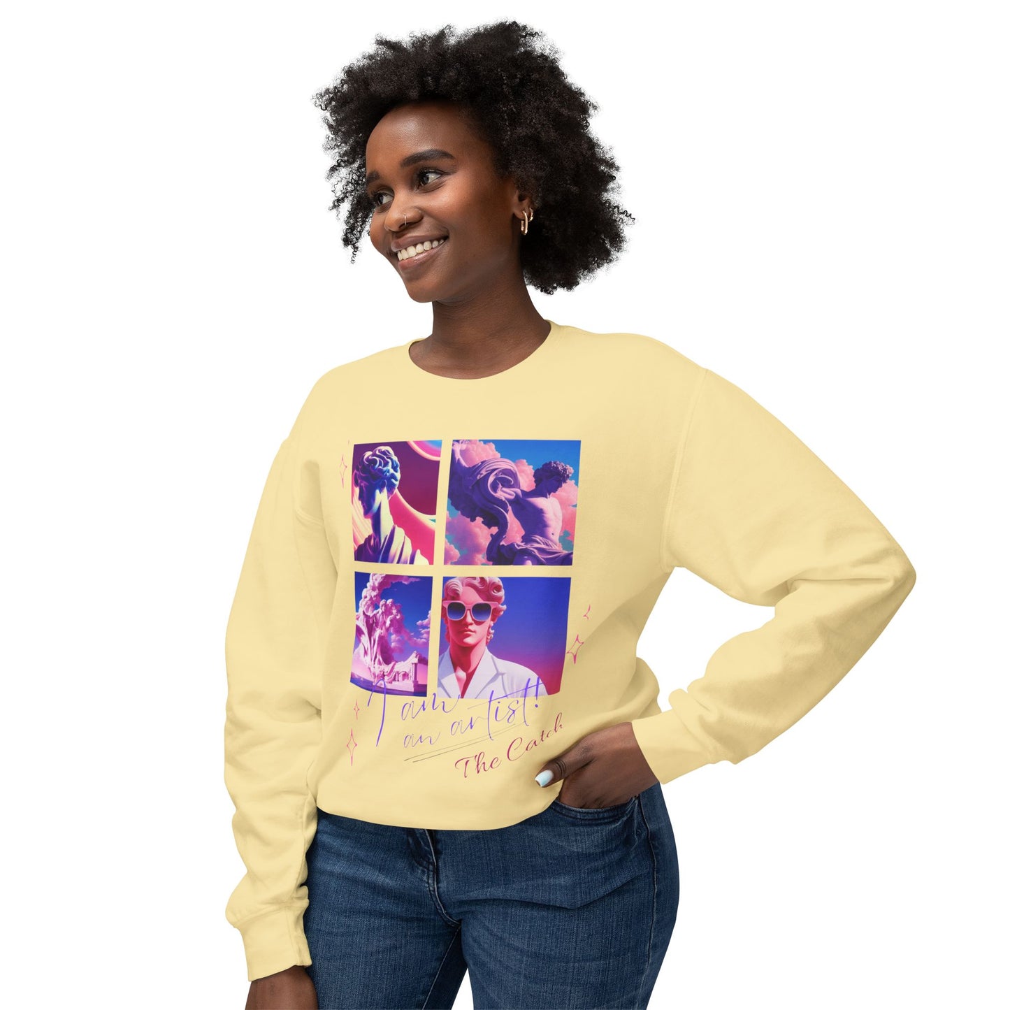 Artistic Crewneck Sweatshirt - "The Catch" Graphic Design - THE CATCH