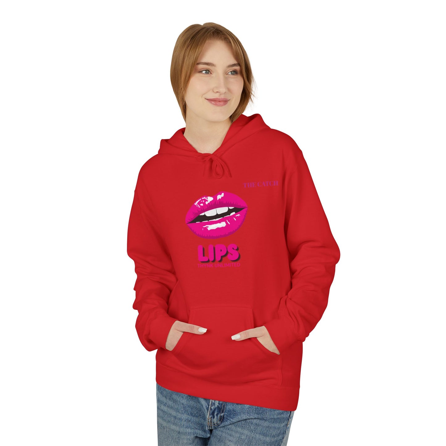 Fleece Hoodie with Chic Lip Design - Perfect for Casual Outings and Gifts