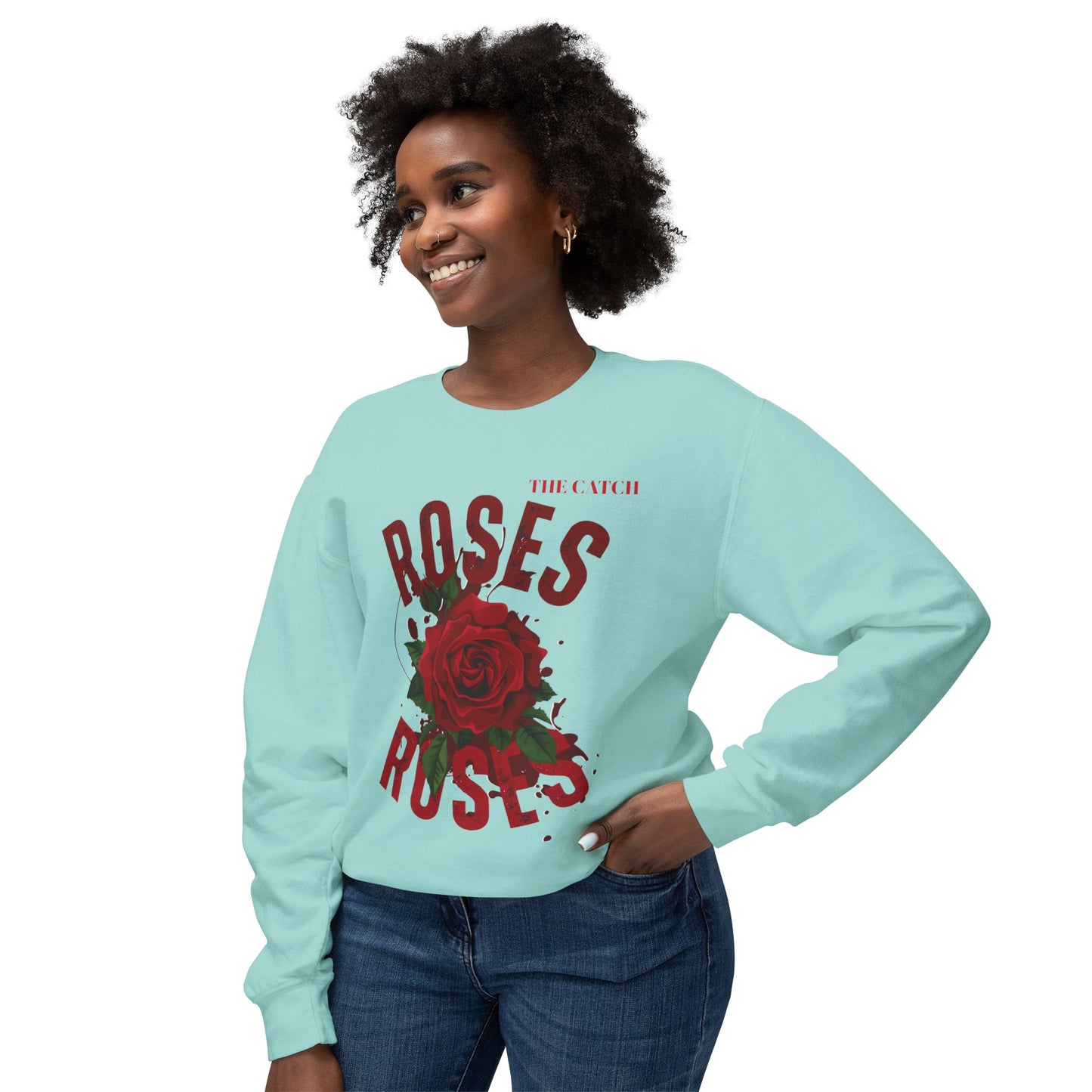 Lightweight Crewneck Sweatshirt - Roses Design