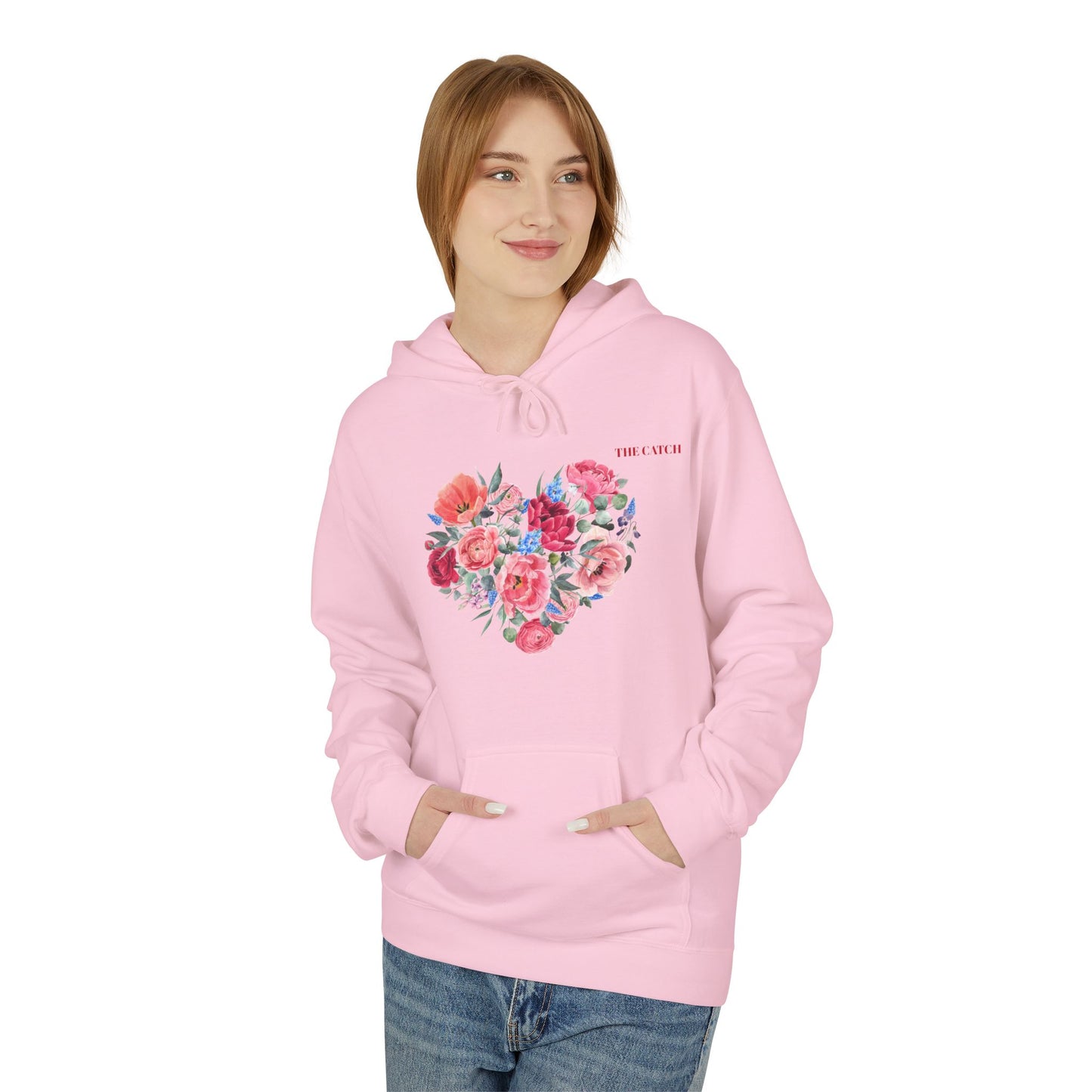 Floral Heart Fleece Hoodie - Softstyle Sweatshirt