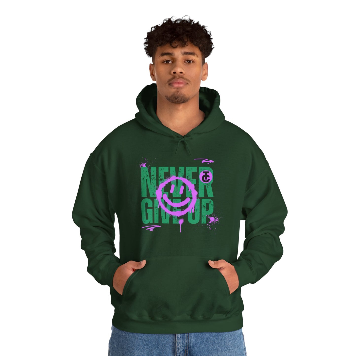 Motivational Sweatshirt - "Never Give Up" Hoodie, Cozy Gift for Friends, Inspirational Apparel, Perfect for Any Occasion