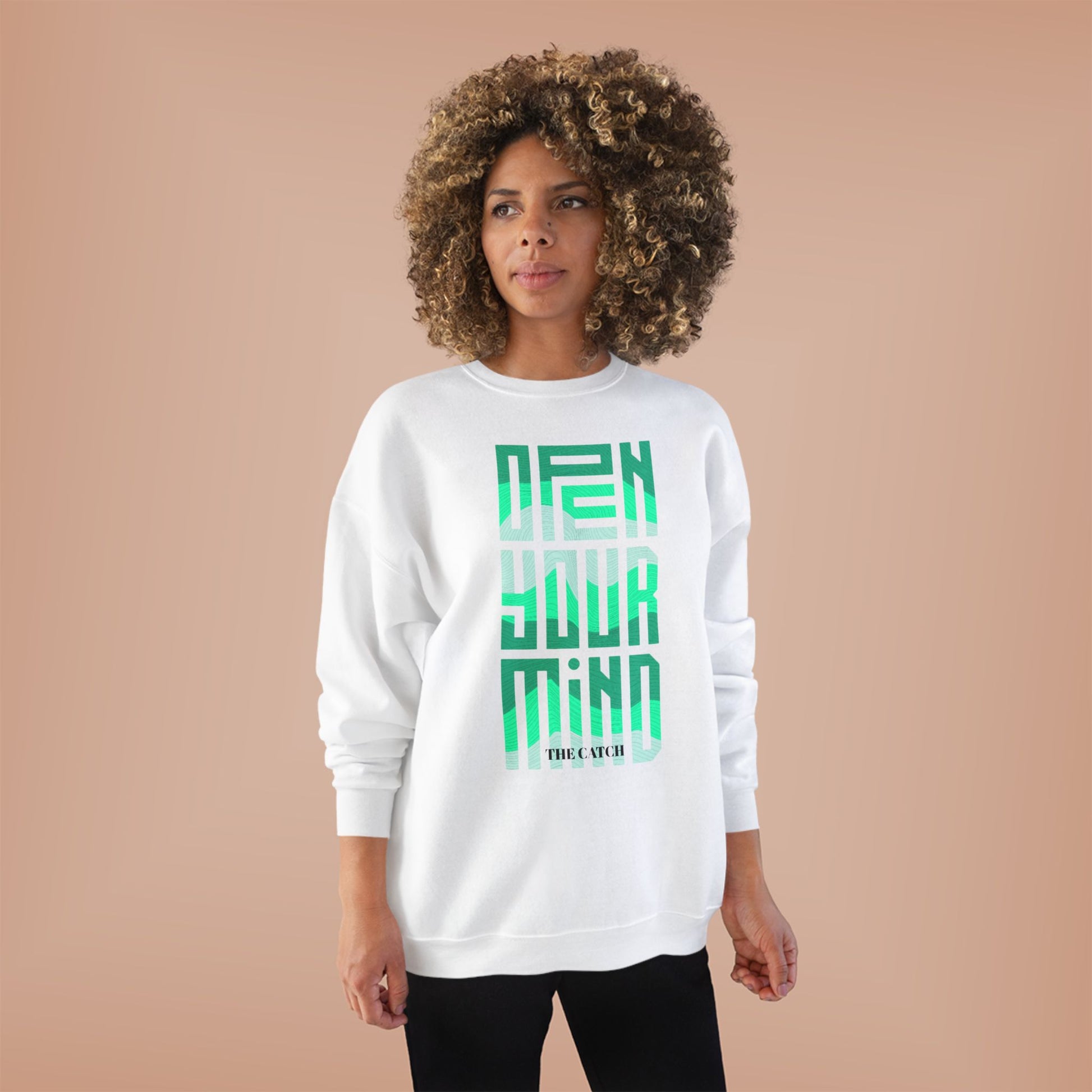 Open Your Mind Eco-Friendly Sweatshirt | Minimalist Graphic Crewneck - THE CATCH