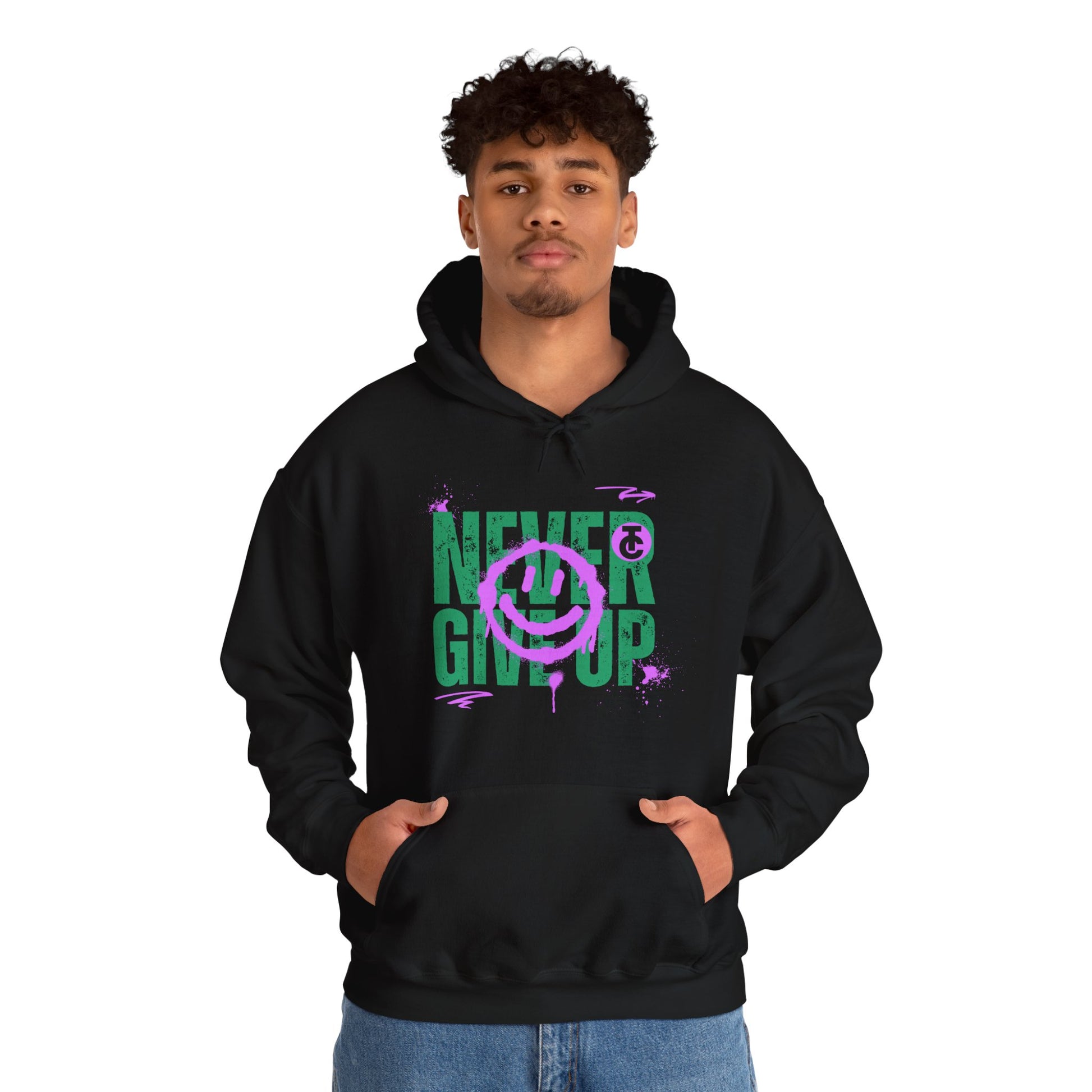 Motivational Sweatshirt - "Never Give Up" Hoodie, Cozy Gift for Friends, Inspirational Apparel, Perfect for Any Occasion - THE CATCH