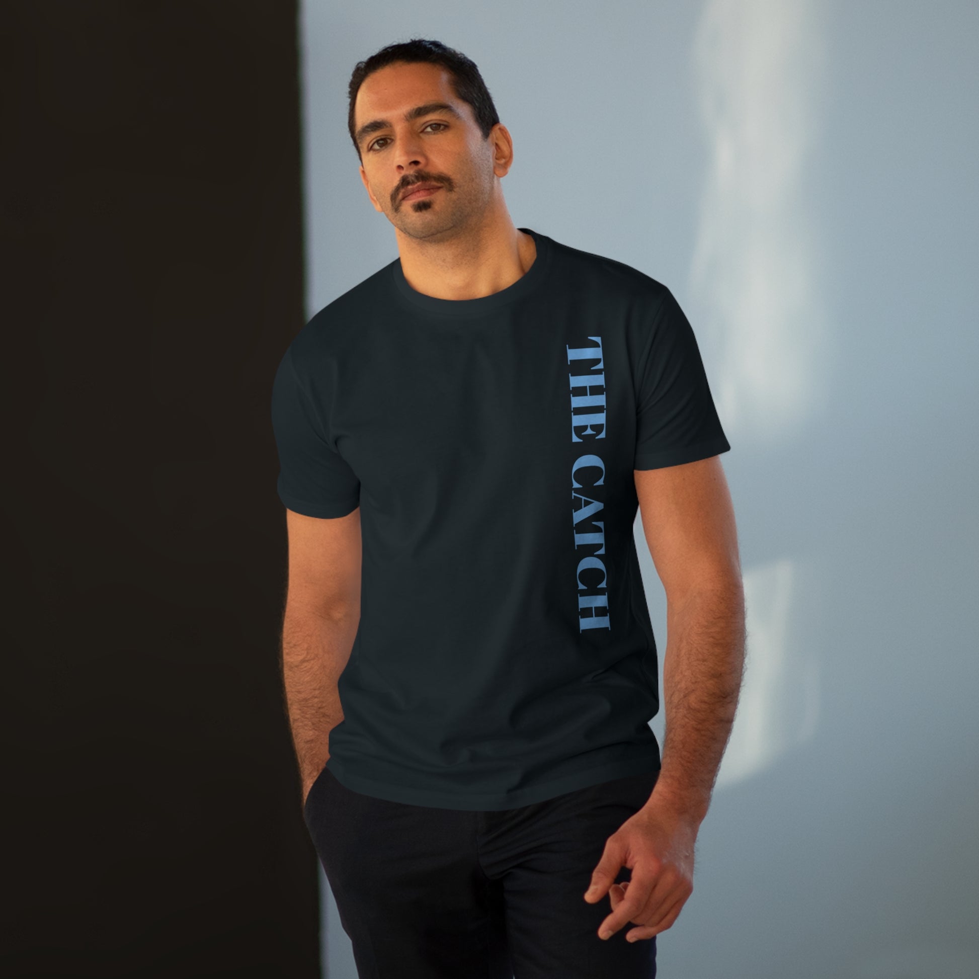 Urban Fashion Men's Modern-fit Tee - 'THE CATCH' Graphic Shirt for Trendsetters - THE CATCH