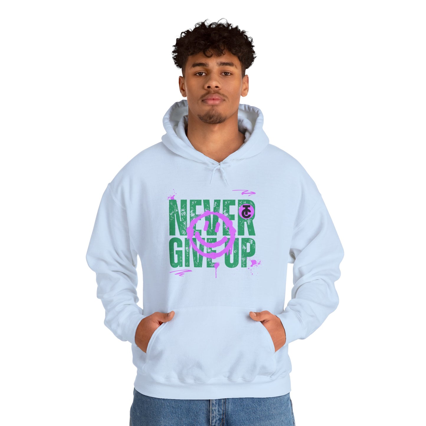 Motivational Sweatshirt - "Never Give Up" Hoodie, Cozy Gift for Friends, Inspirational Apparel, Perfect for Any Occasion
