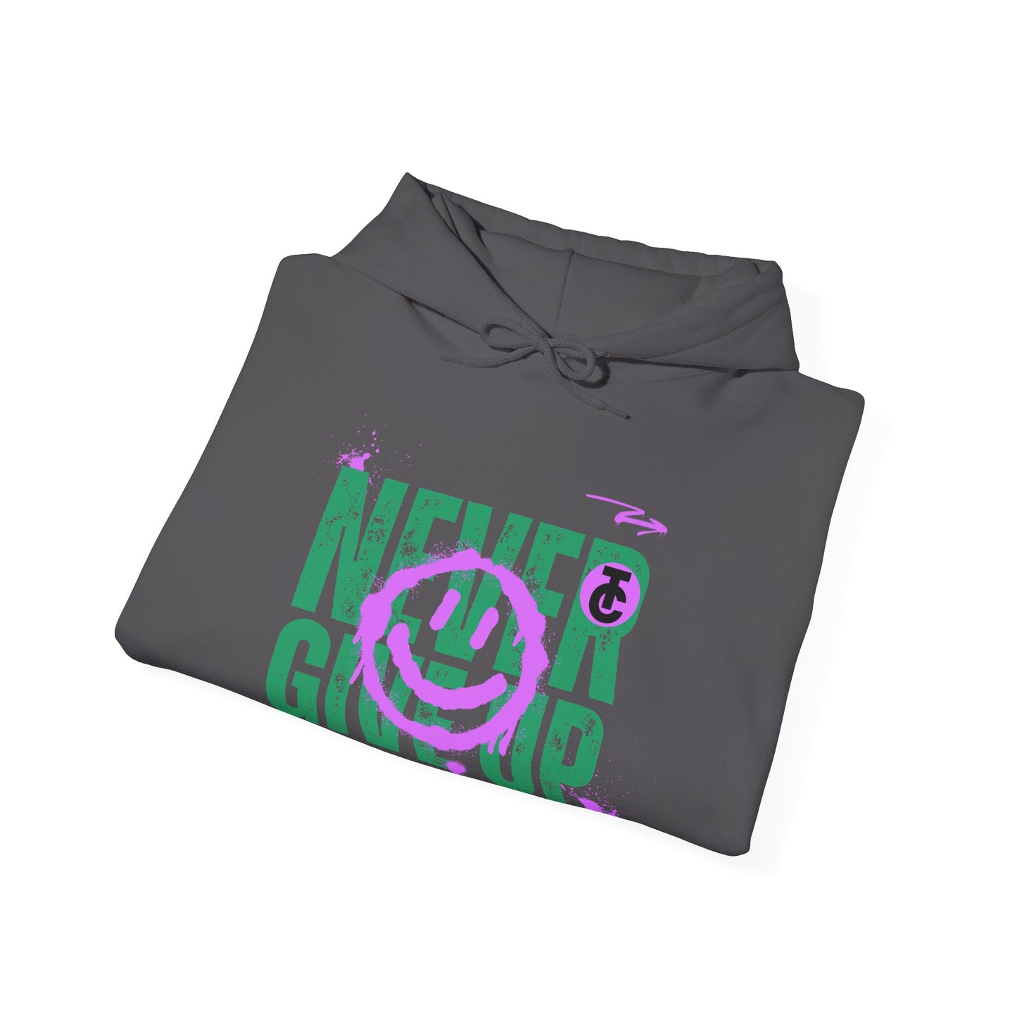 Motivational Sweatshirt - "Never Give Up" Hoodie, Cozy Gift for Friends, Inspirational Apparel, Perfect for Any Occasion