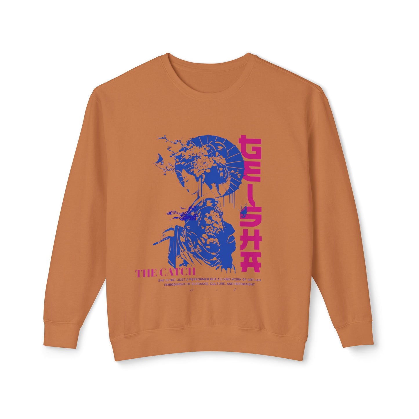 Geisha Artwork Women's Lightweight Crewneck Sweatshirt - Stylish and Cultural Design