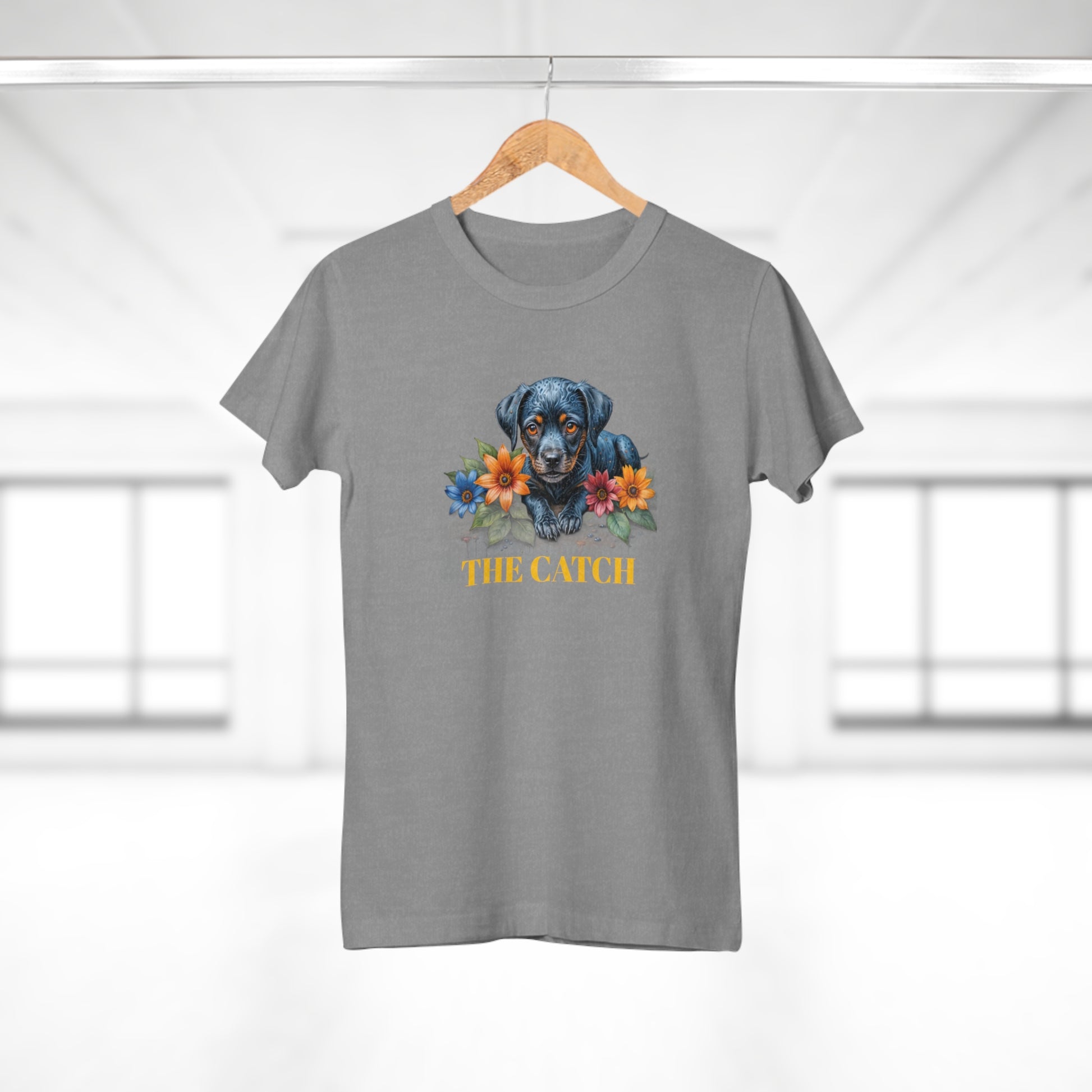 The Catch Dog-Themed Women's T-Shirt - Floral Design for Pet Lovers - THE CATCH