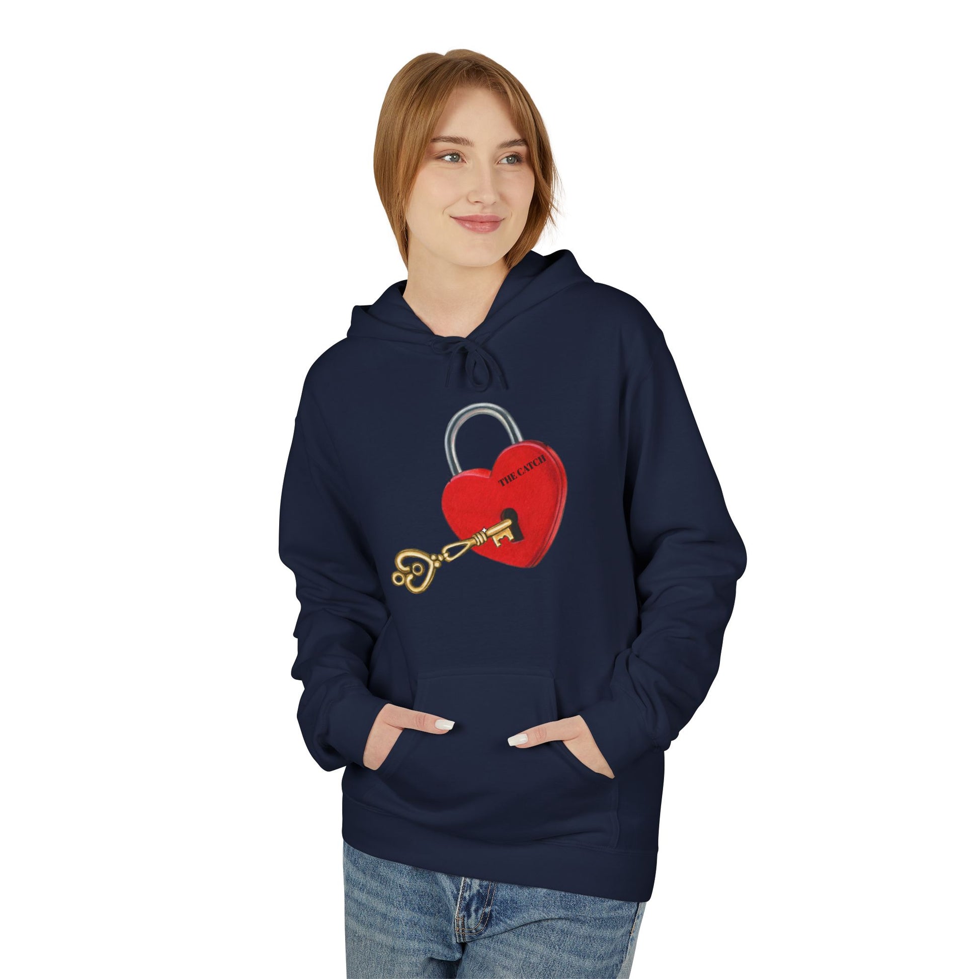Heart Lock & Key Fleece Hoodie - Cozy Valentine’s Day Gift - THE CATCH